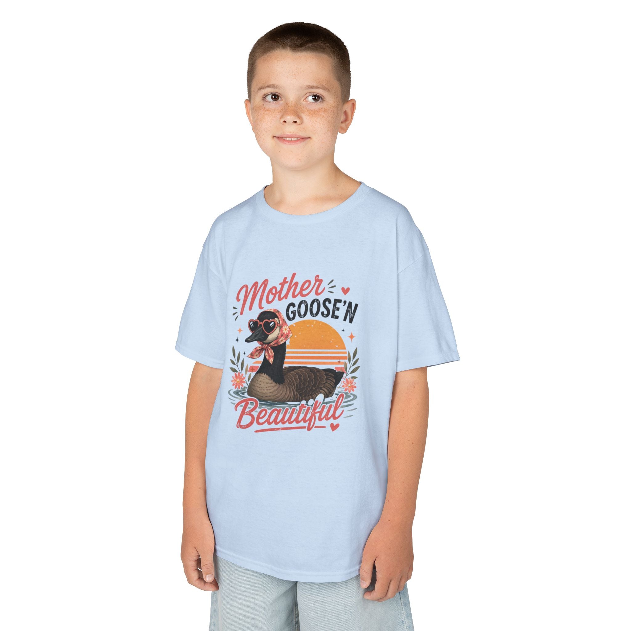 Kids Tee — "Mother Goose'n Beautiful" Cute Vintage Goose Graphic