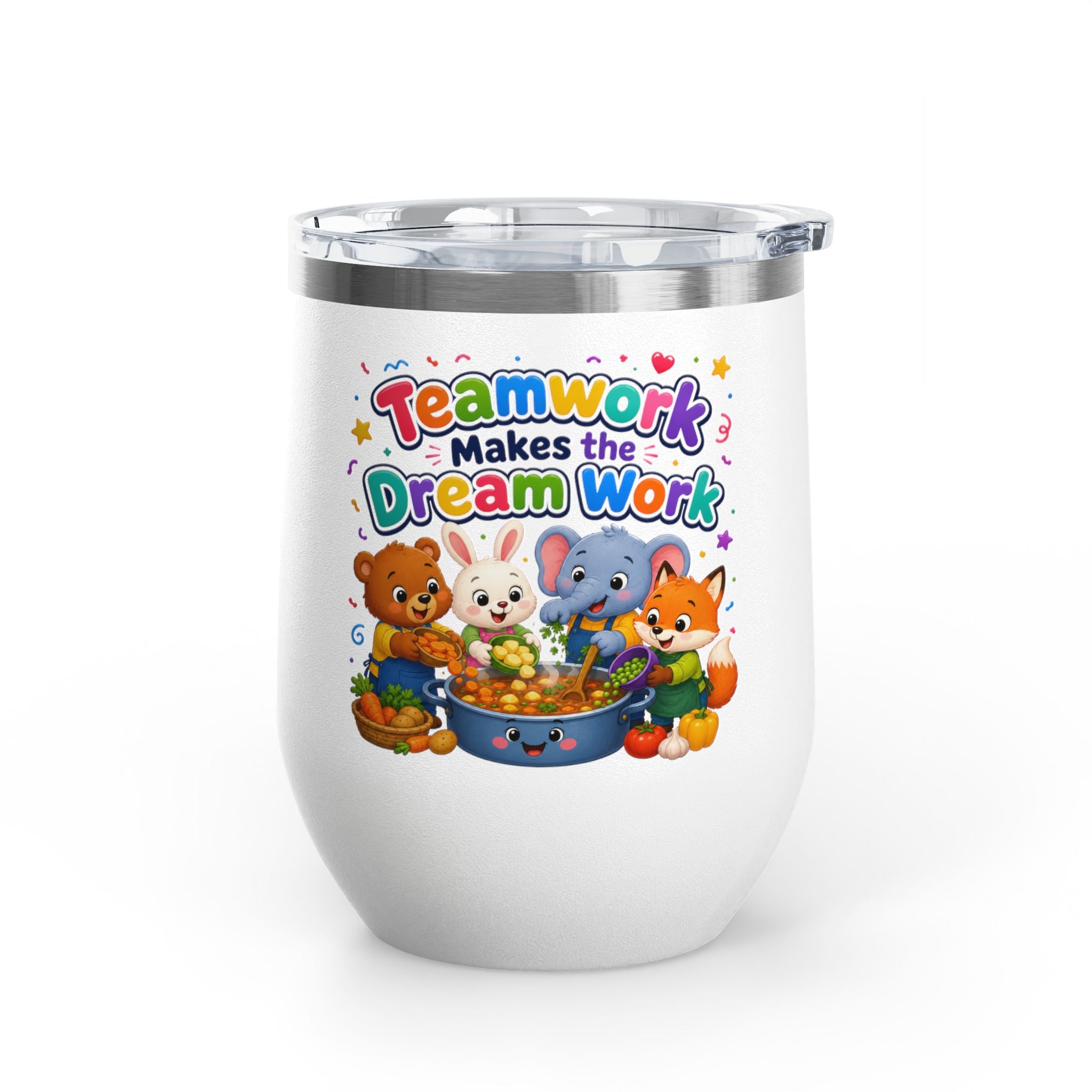 Teamwork Makes the Dream Work Tumbler — 12oz Kids' Cartoon Animal Travel Cup