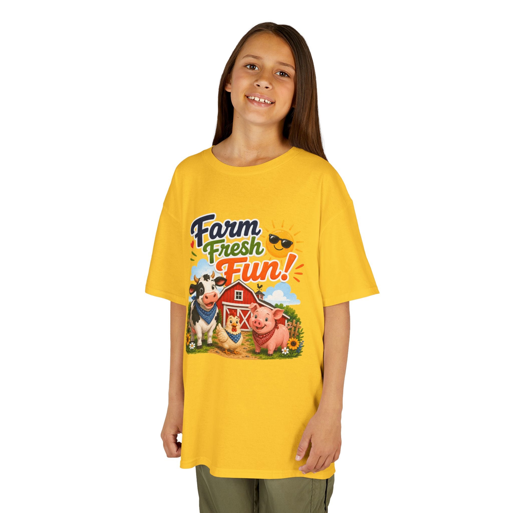 Kids Farm T-Shirt — "Farm Fresh Fun!" Cute Cow & Pig Toddler Tee
