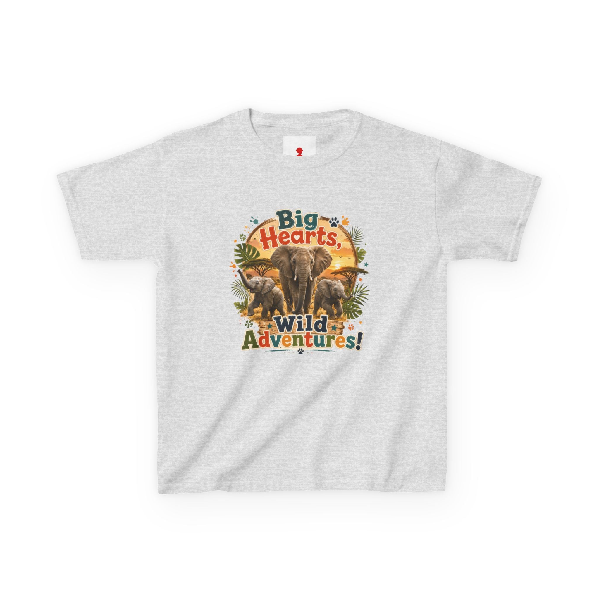 Kids T-Shirt — “Big Hearts, Wild Adventures!” Elephant Safari Shirt for Kids, Cute Animal Adventure Tee