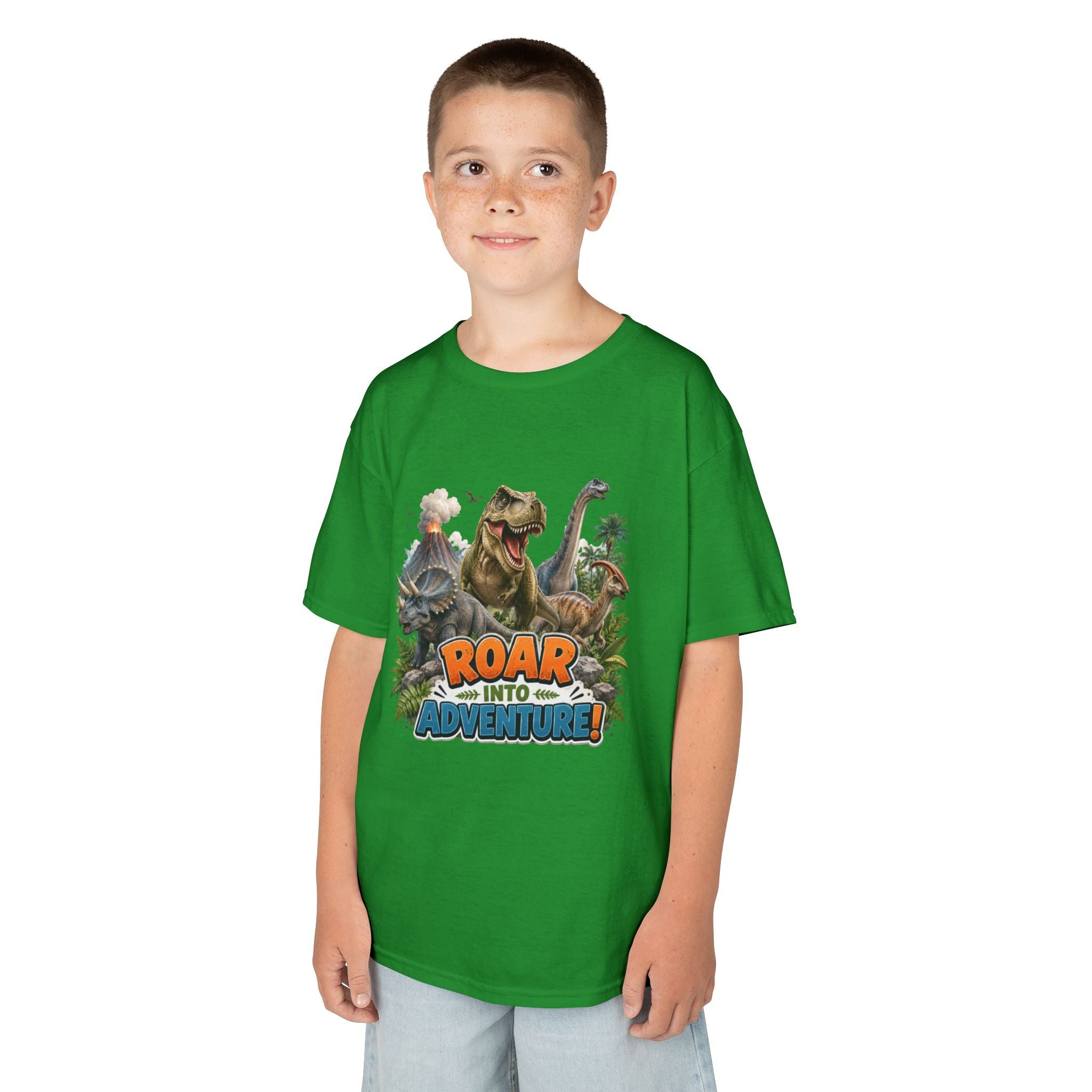 Kids Dinosaur Tee - "Roar Into Adventure" Graphic Shirt for Boys & Girls