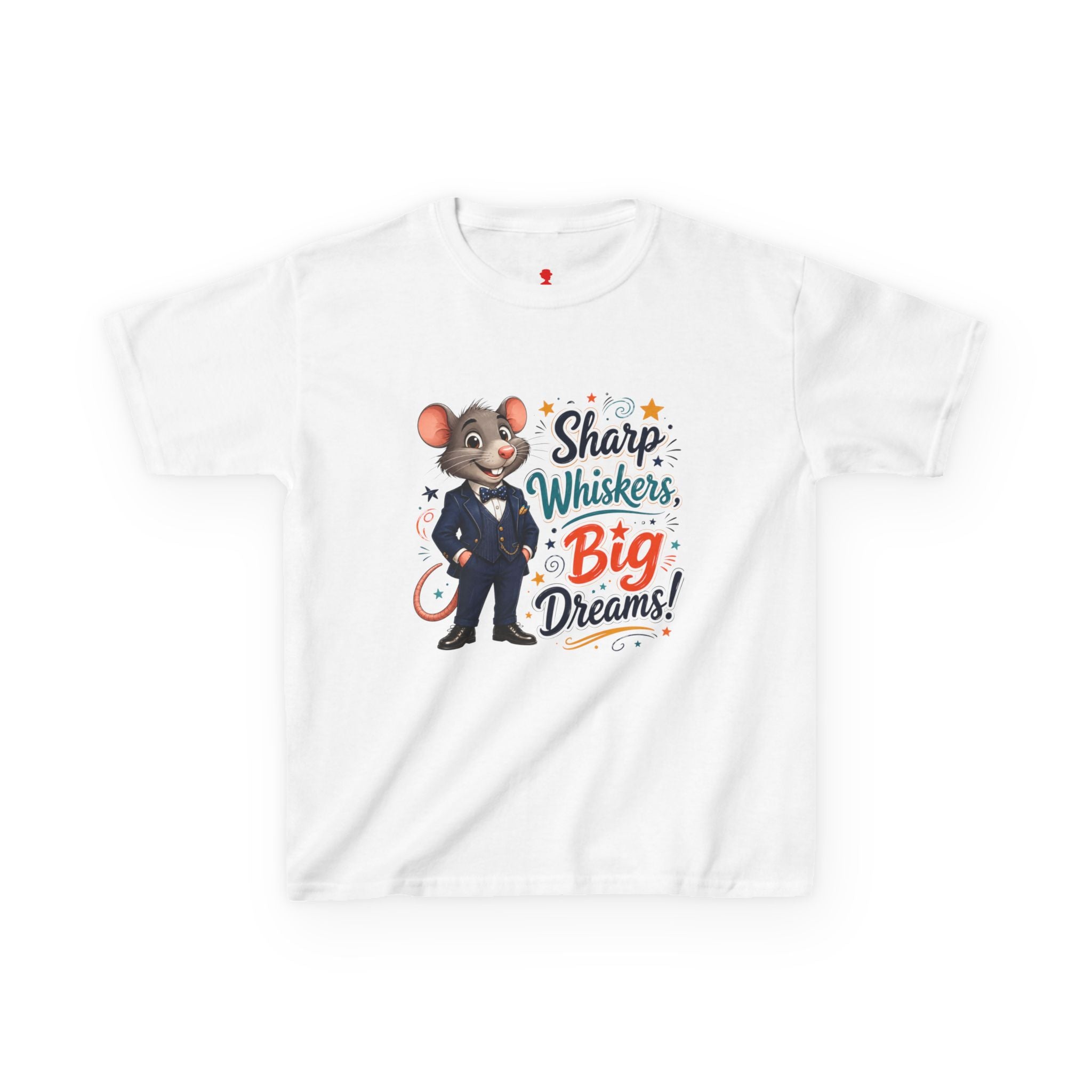 Kids Tee — "Sharp Whiskers, Big Dreams" Mouse Graphic