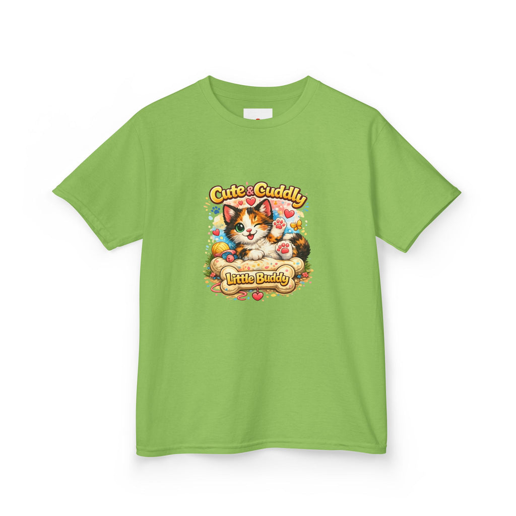 Kids T-Shirt — "Cute & Cuddly Little Buddy" Cat Graphic Tee