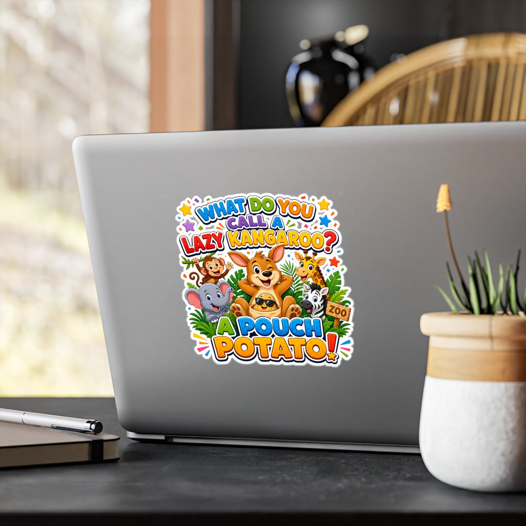 What Do You Call A Lazy Kangaroo? A Pouch Potato Sticker | Kiss-Cut Vinyl Decal