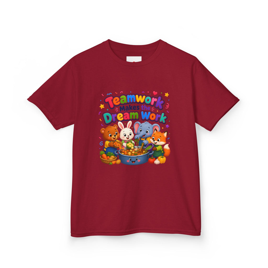 Kids Tee — “Teamwork Makes the Dream Work” Cute Animal Classroom Shirt
