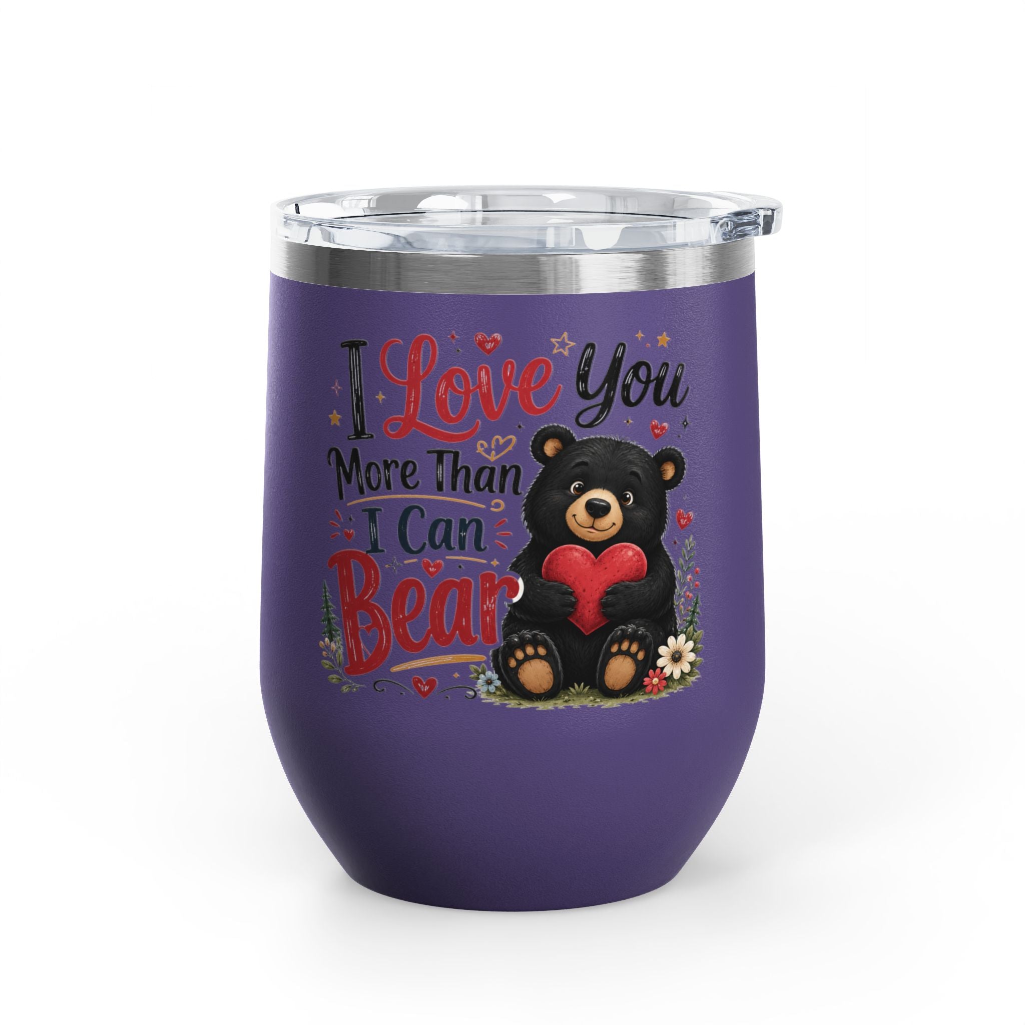 “I Love You More Than I Can Bear” Cute Bear Glass, 12oz
