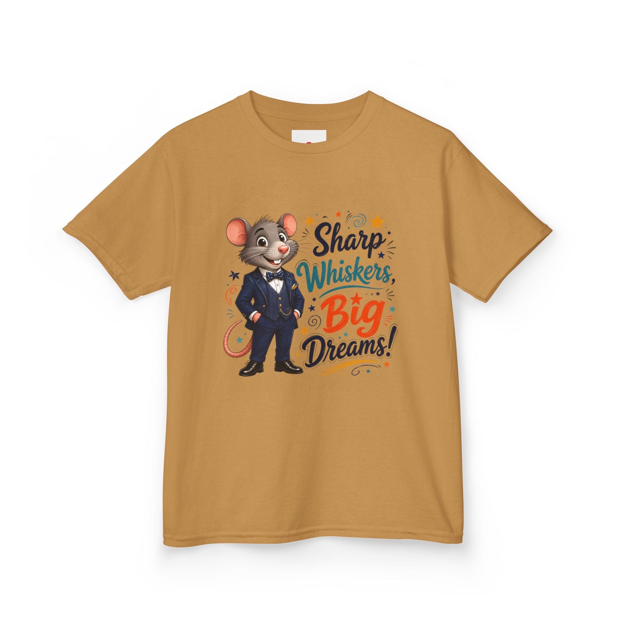 Kids Tee — "Sharp Whiskers, Big Dreams" Mouse Graphic