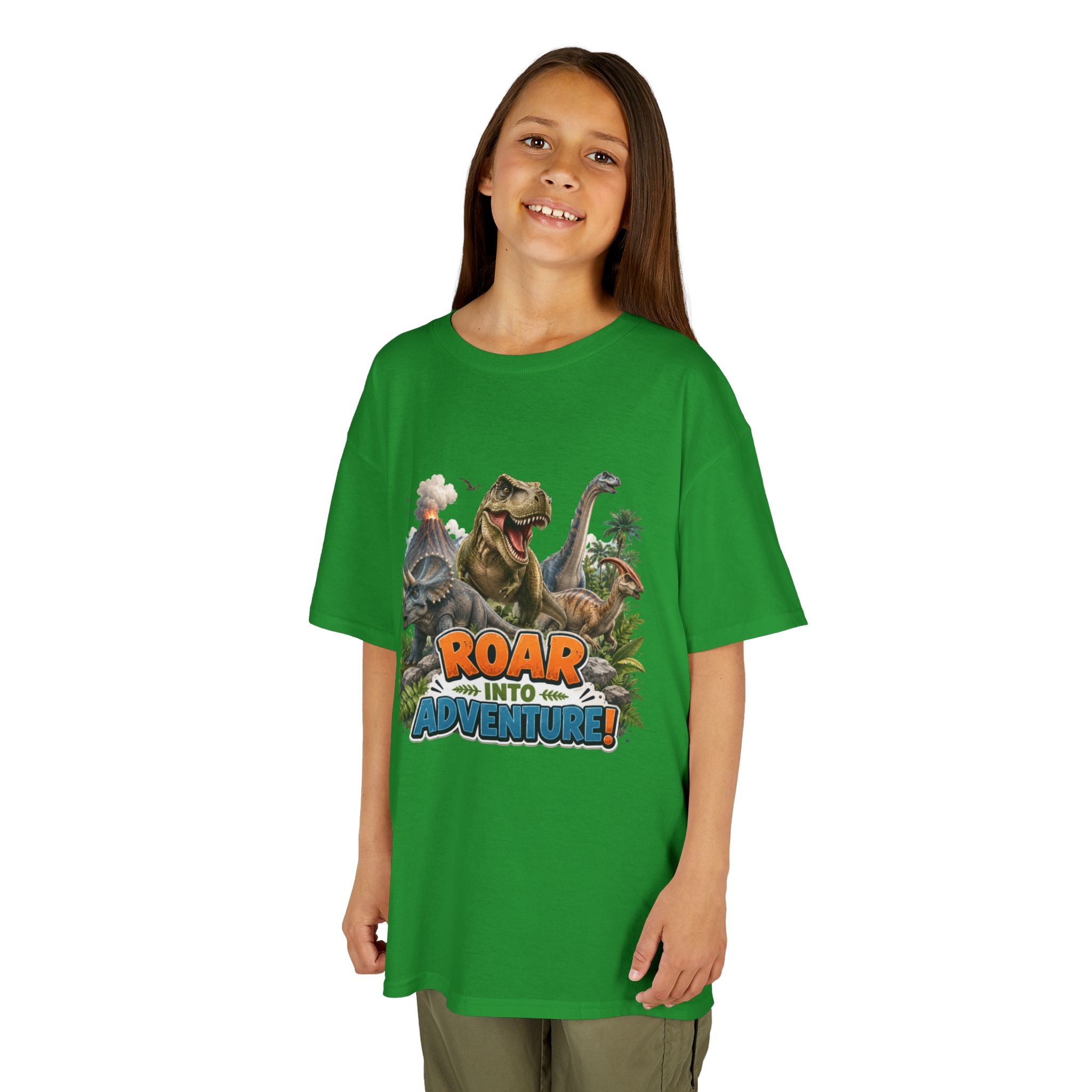 Kids Dinosaur Tee - "Roar Into Adventure" Graphic Shirt for Boys & Girls