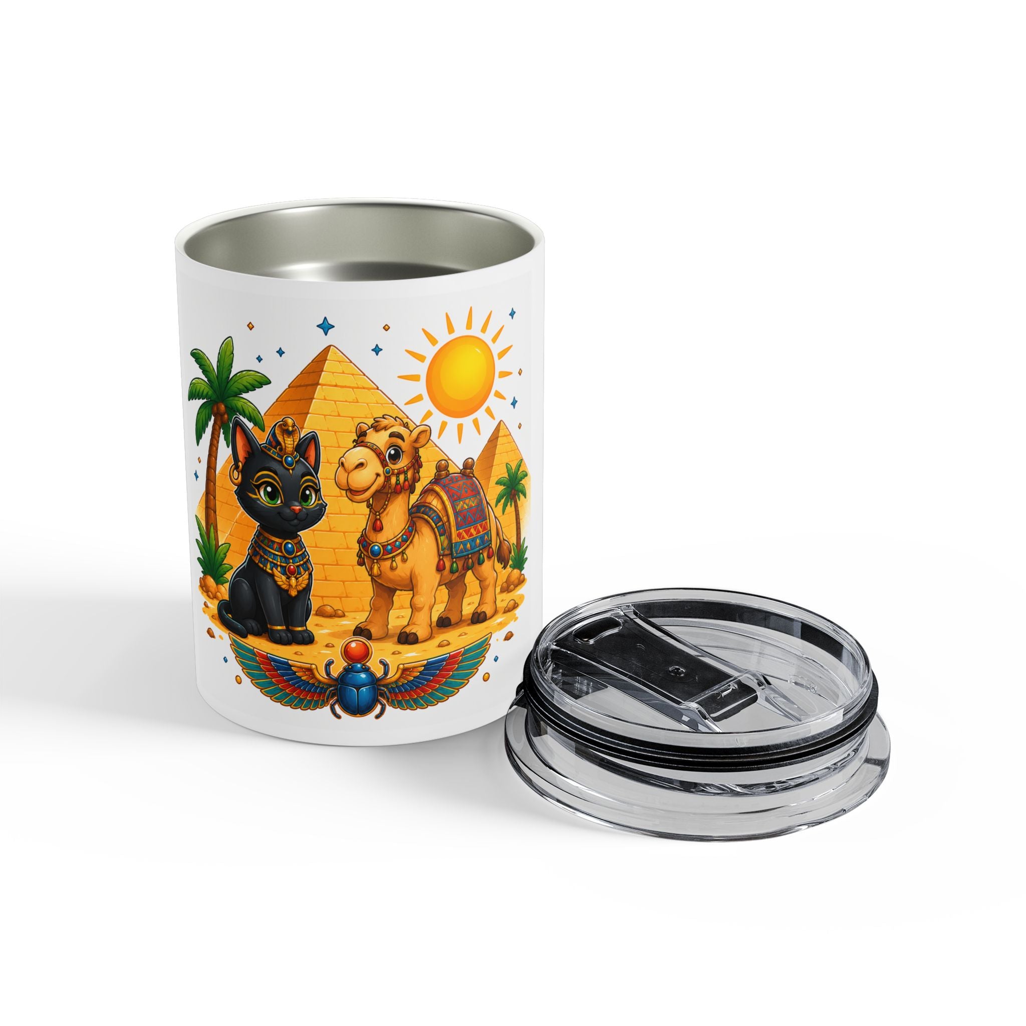 Egyptian Camel and Cat Tumbler | Pyramid Desert Sun 10oz