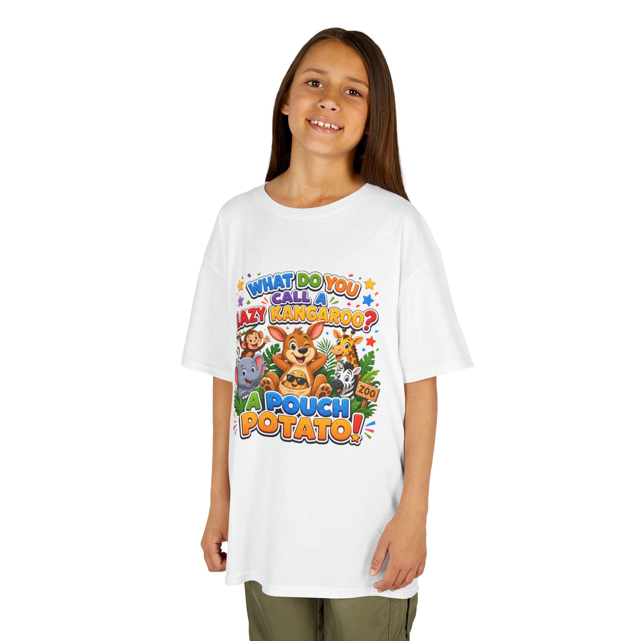 Lazy Kangaroo Pouch Potato Kids T-Shirt | Cute Animal Nursery Tee