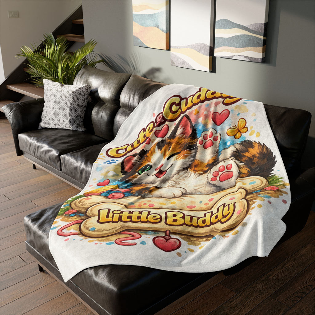 Cute & Cuddly Kitten Blanket — "Little Buddy" Soft Plush Throw for Kids & Cat Lovers