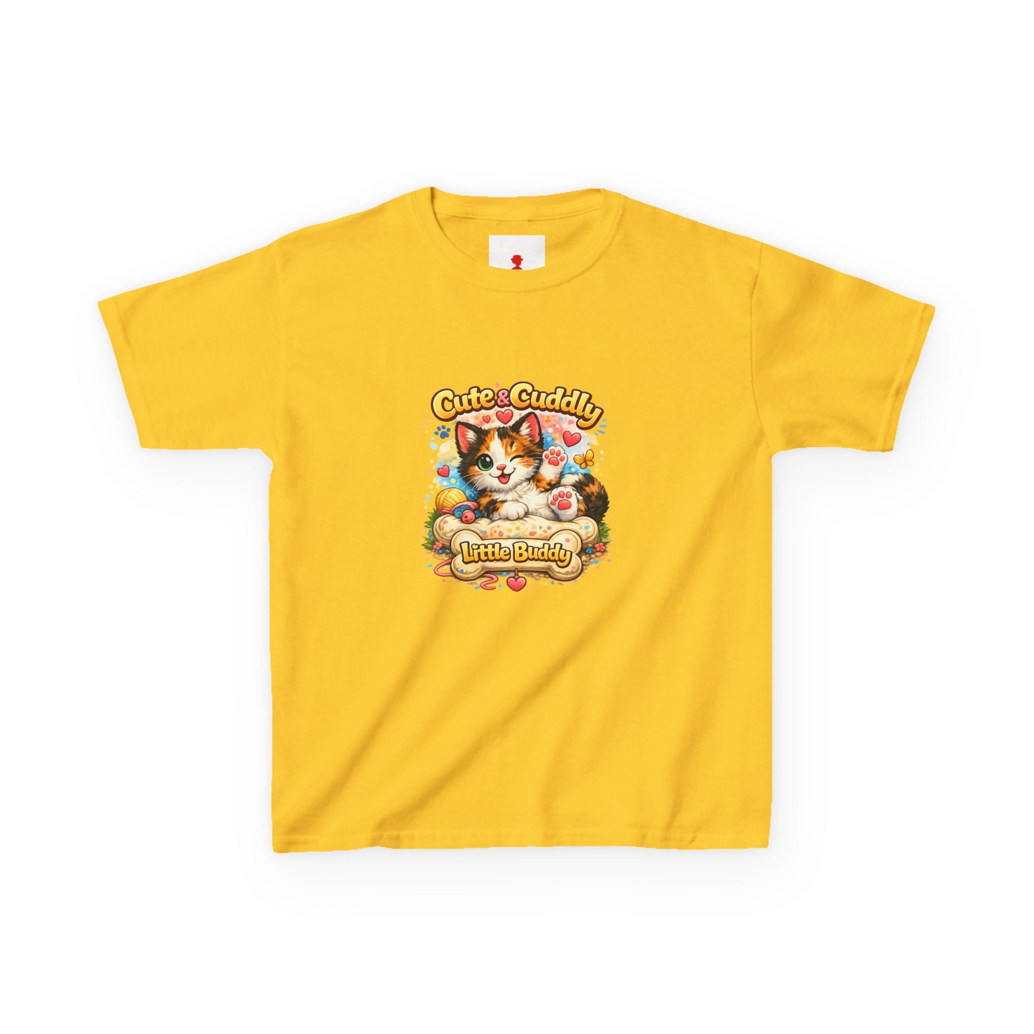 Kids T-Shirt — "Cute & Cuddly Little Buddy" Cat Graphic Tee