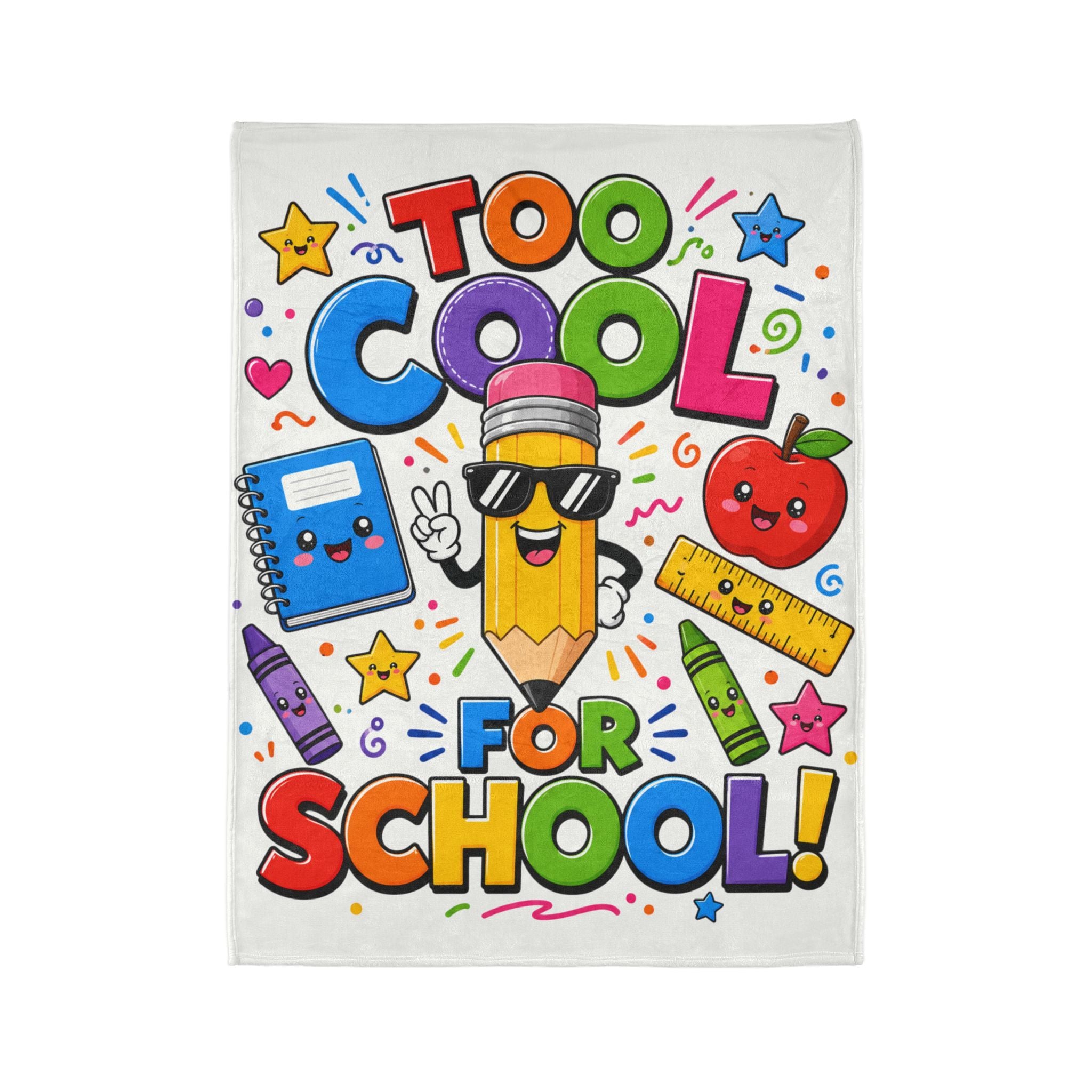 Too Cool For School Blanket — Cute Back to School Kids Throw