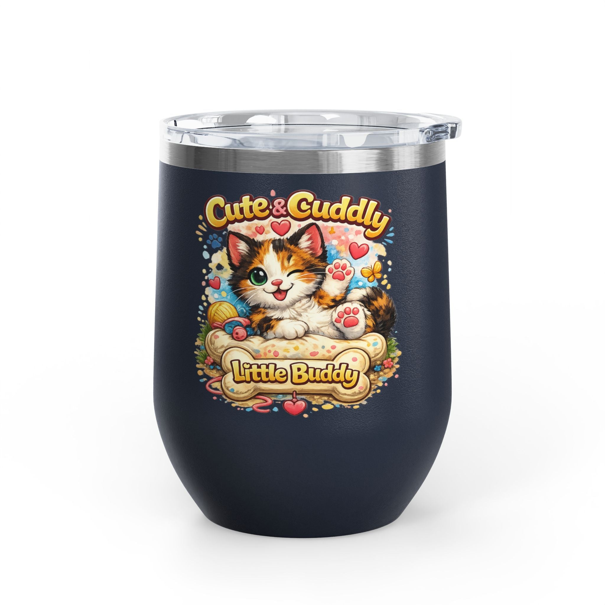 Cute & Cuddly Little Buddy Cat Tumbler — 12oz Insulated Stainless Steel