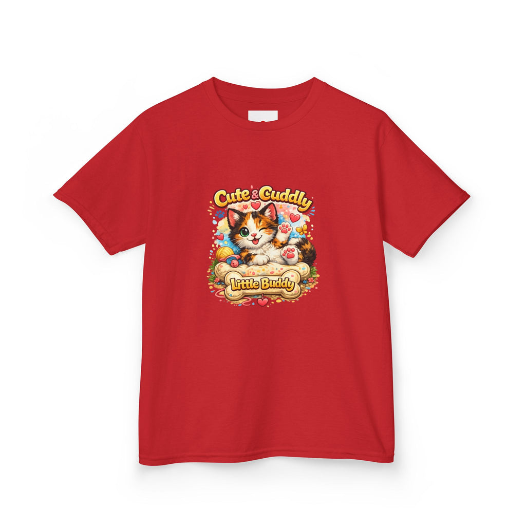 Kids T-Shirt — "Cute & Cuddly Little Buddy" Cat Graphic Tee