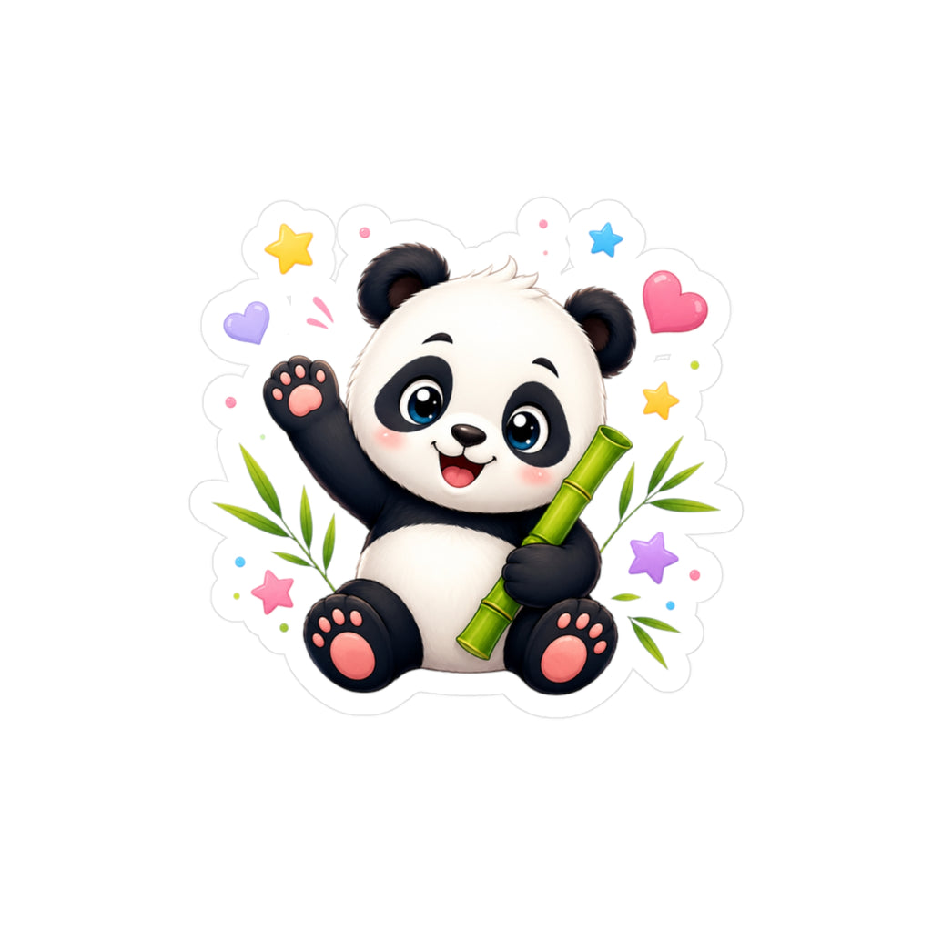 Cute Panda Kiss-Cut Vinyl Sticker — Adorable Bamboo Baby Decal for Laptops, Water Bottles & Kids' Rooms