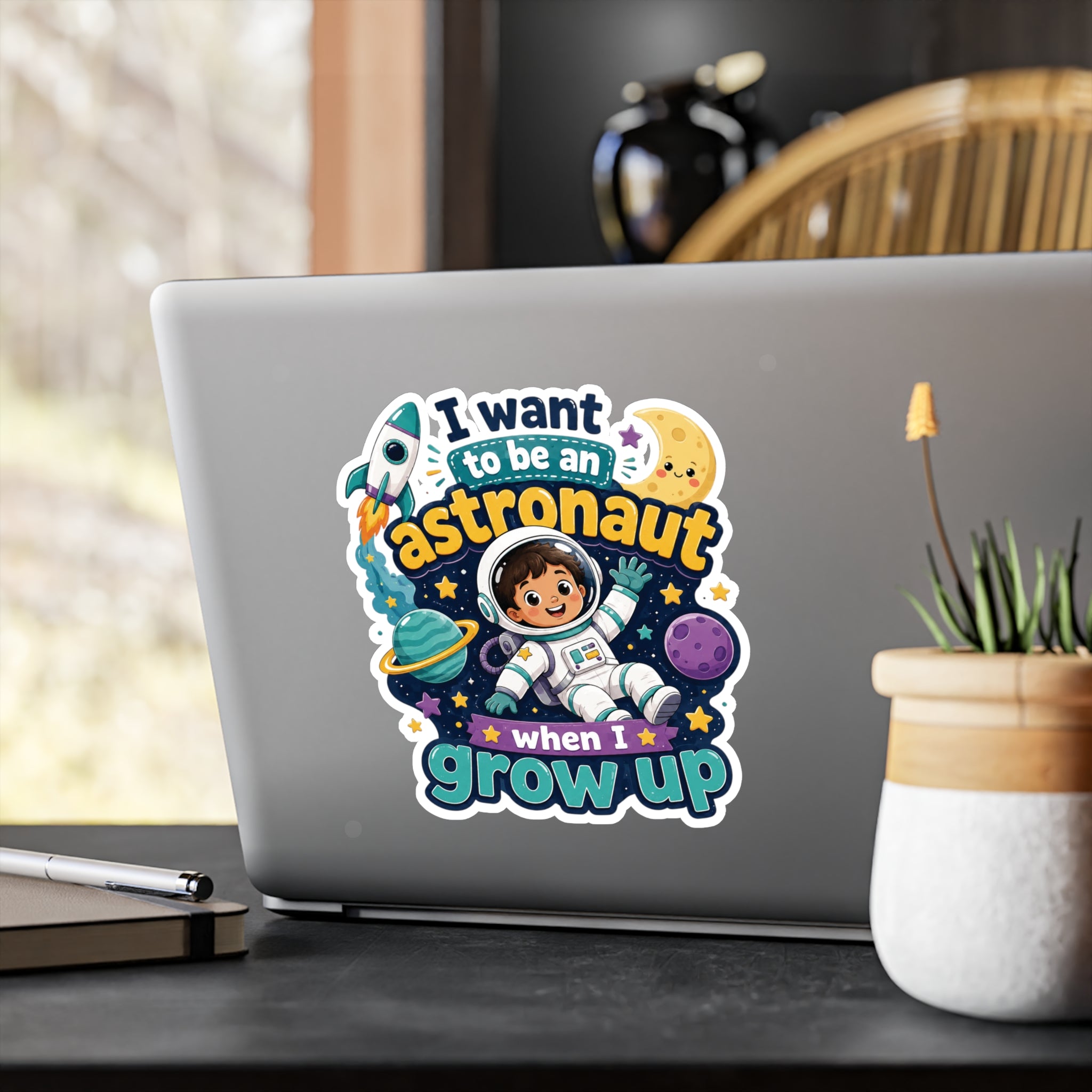 Astronaut Kids Sticker — "I Want to Be an Astronaut When I Grow Up" Kiss-Cut Vinyl Decal