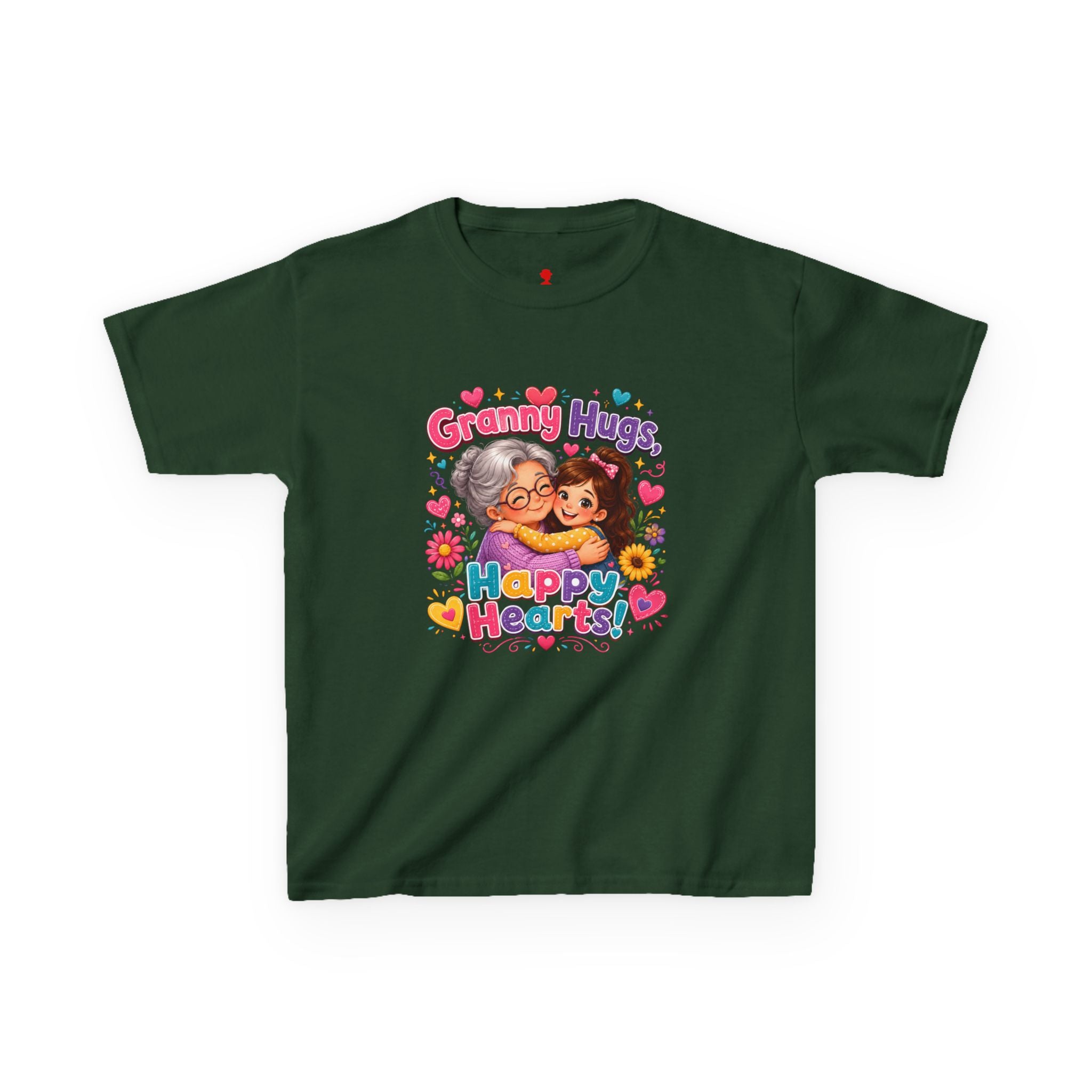 Granny Hugs Happy Hearts Tee | Grandma Grandchild Cute Illustration