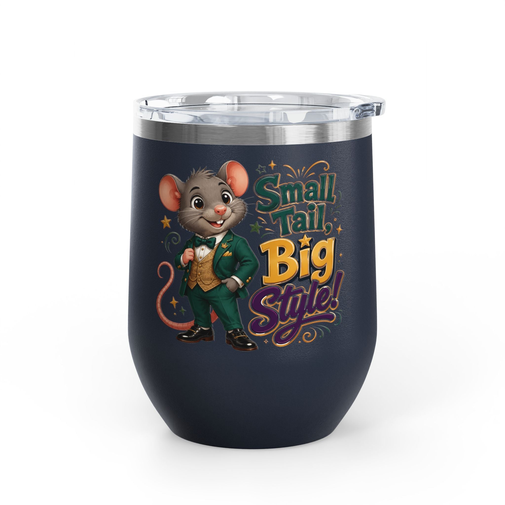 "Small Tail, Big Style!" Cute Mouse 12oz Insulated Cup
