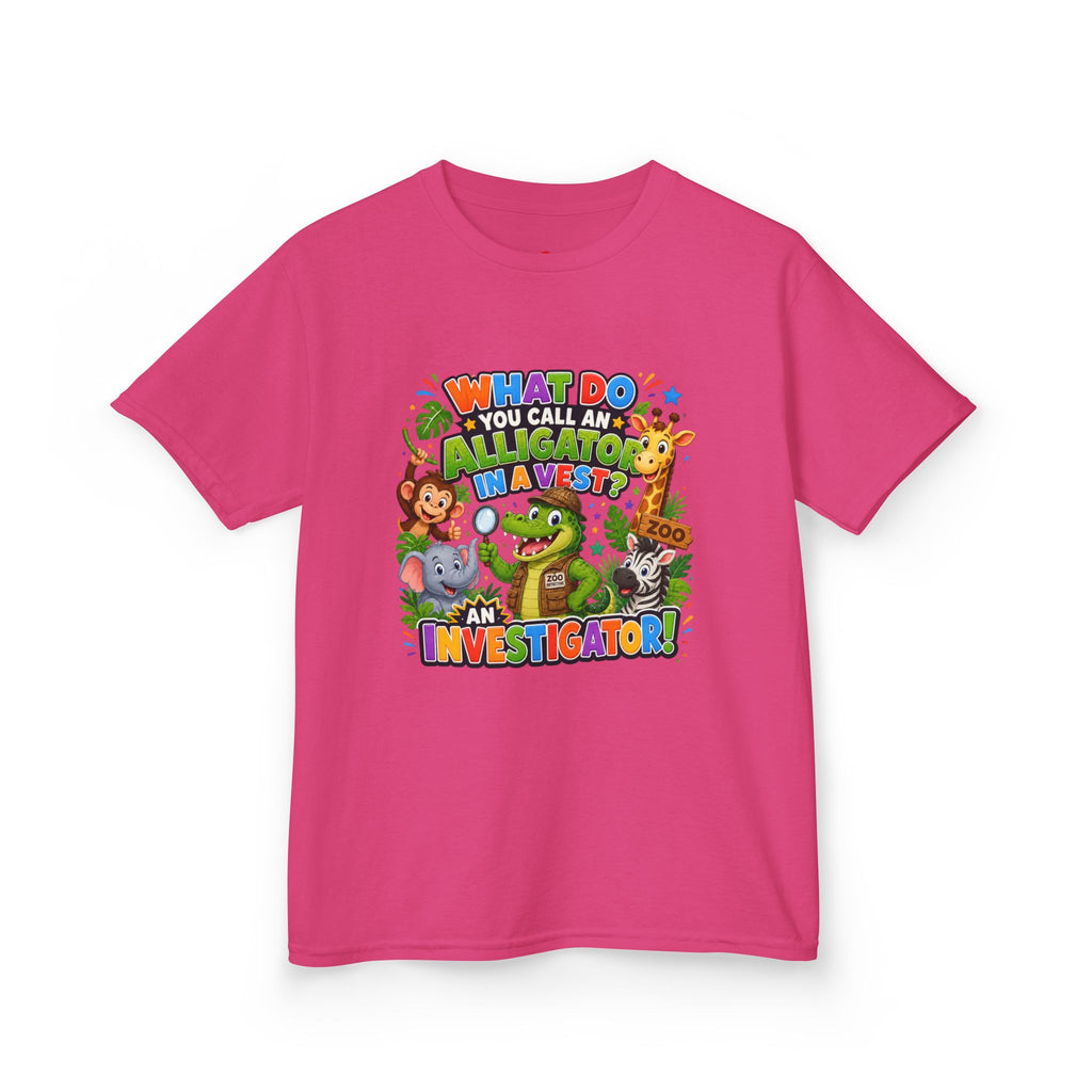 What Do You Call An Alligator? Investigator Kids T-Shirt | Cute Jungle Animals Puzzle