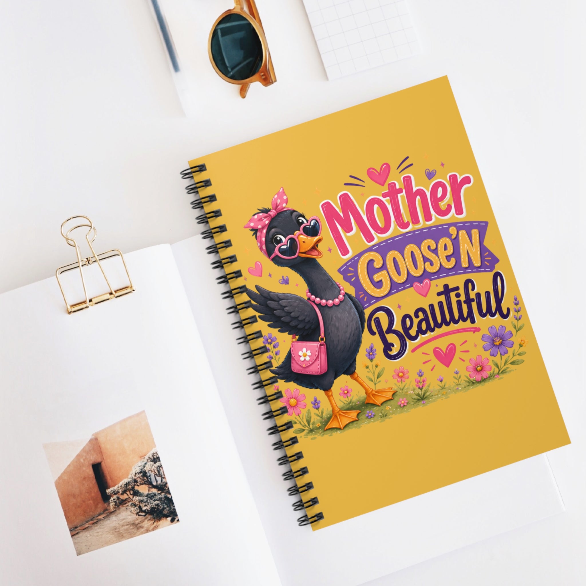 Mother Goose'n Beautiful Spiral Notebook — Cute Floral Mom Journal