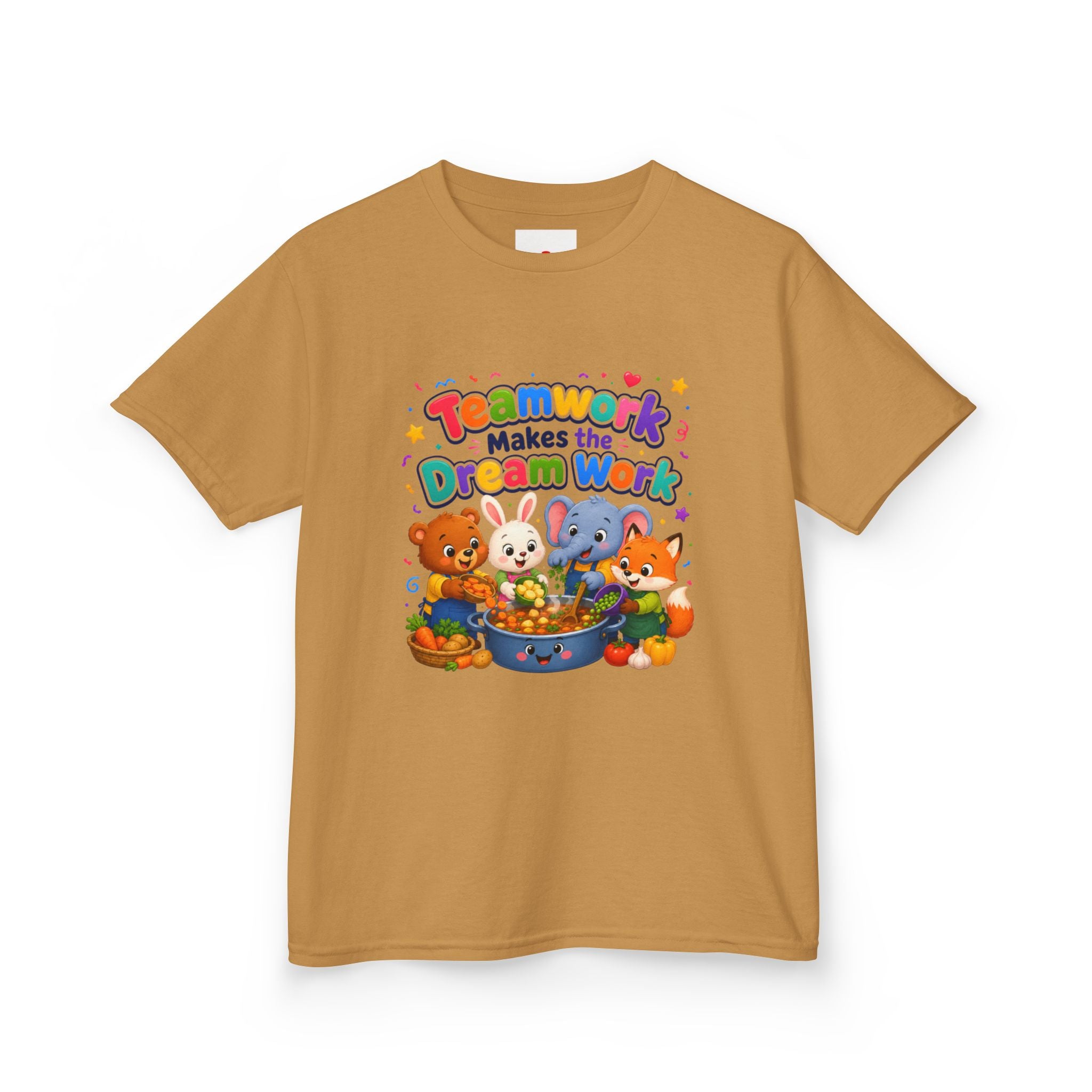 Kids Tee — “Teamwork Makes the Dream Work” Cute Animal Classroom Shirt