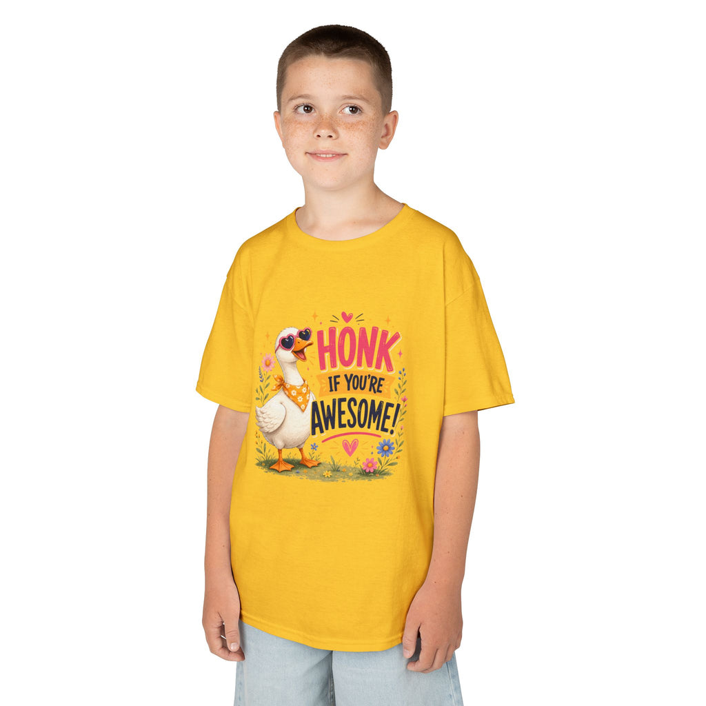 Kids Tee — "Honk If You're Awesome!" Cute Goose Graphic Shirt