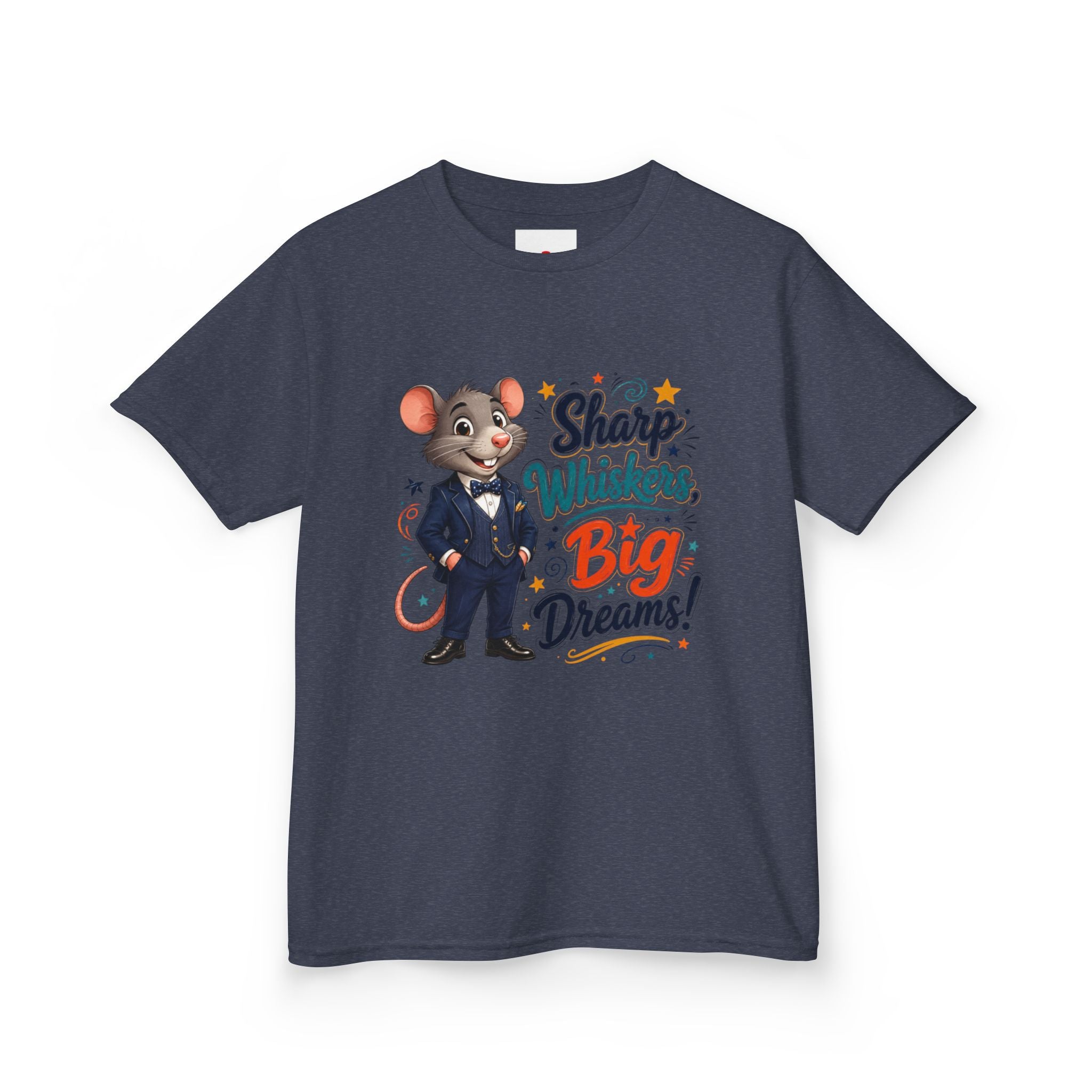 Kids Tee — "Sharp Whiskers, Big Dreams" Mouse Graphic