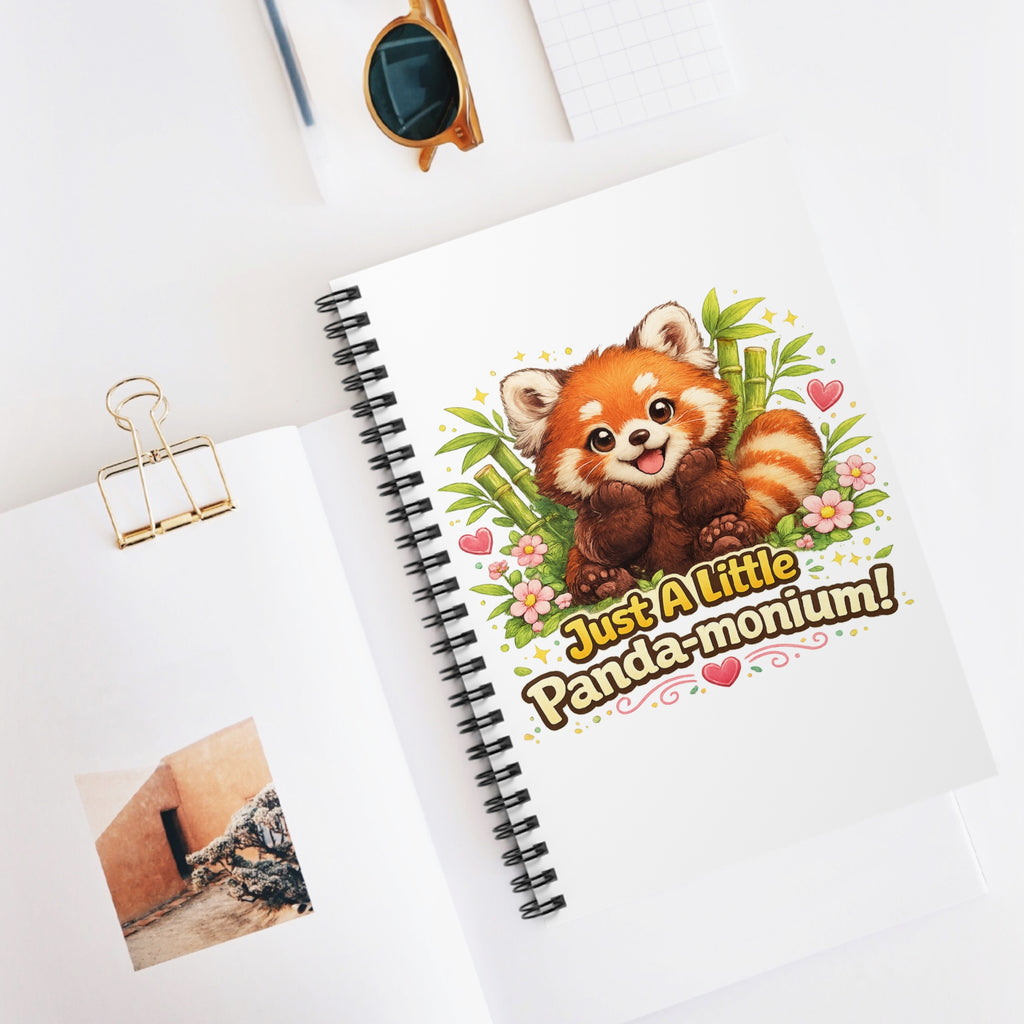 Cute Red Panda Illustration Just A Little Panda-monium Spiral Notebook | Ruled