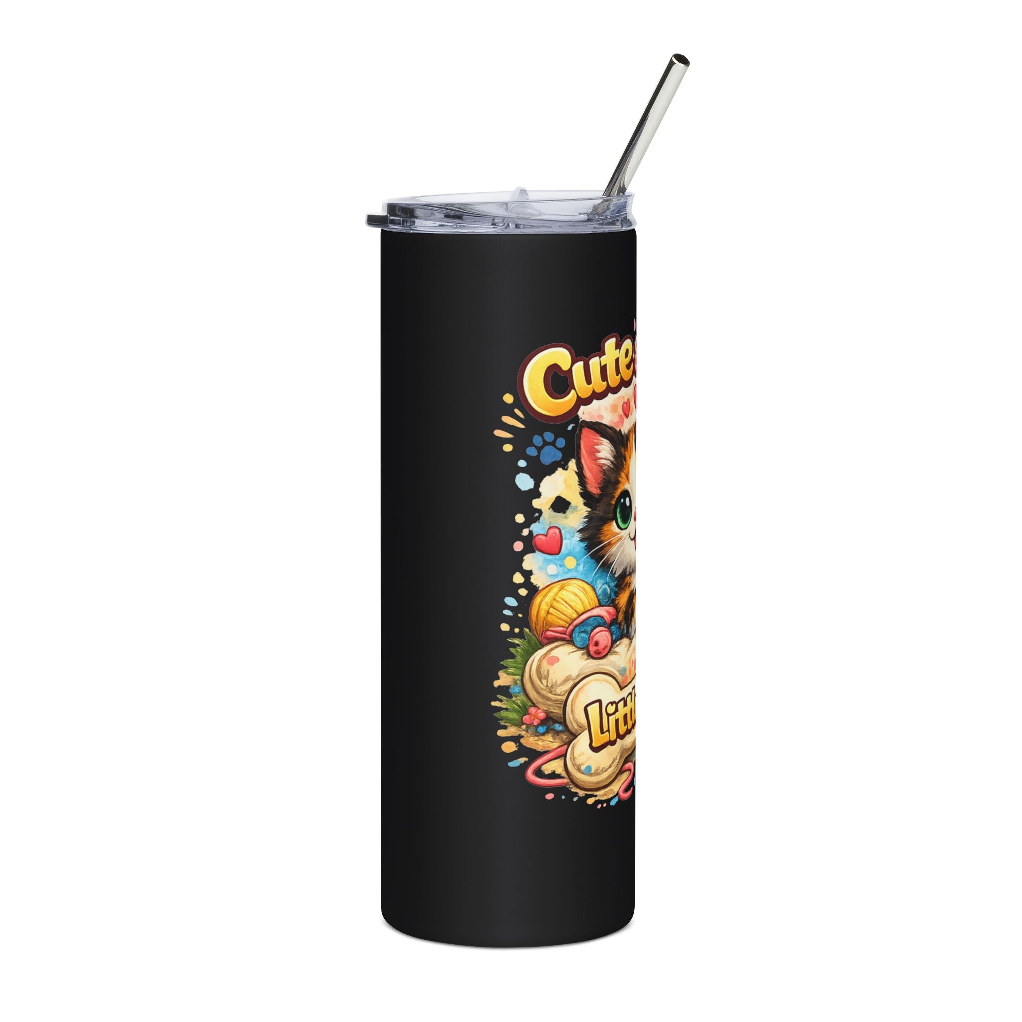 Cute & Cuddly Cat Tumbler – 'Little Buddy' 20oz Stainless Steel Travel Cup