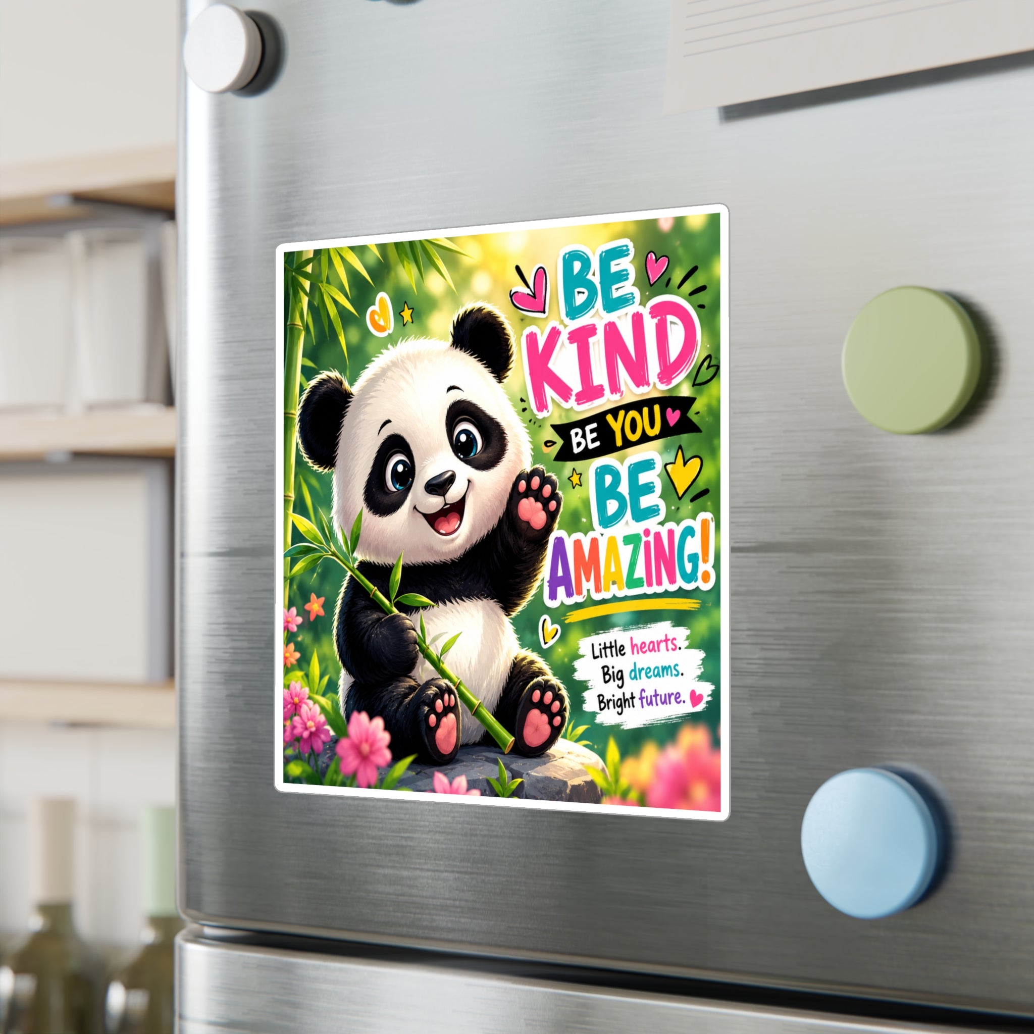 Be Kind Panda Vinyl Sticker — Inspirational Kiss-Cut Decal