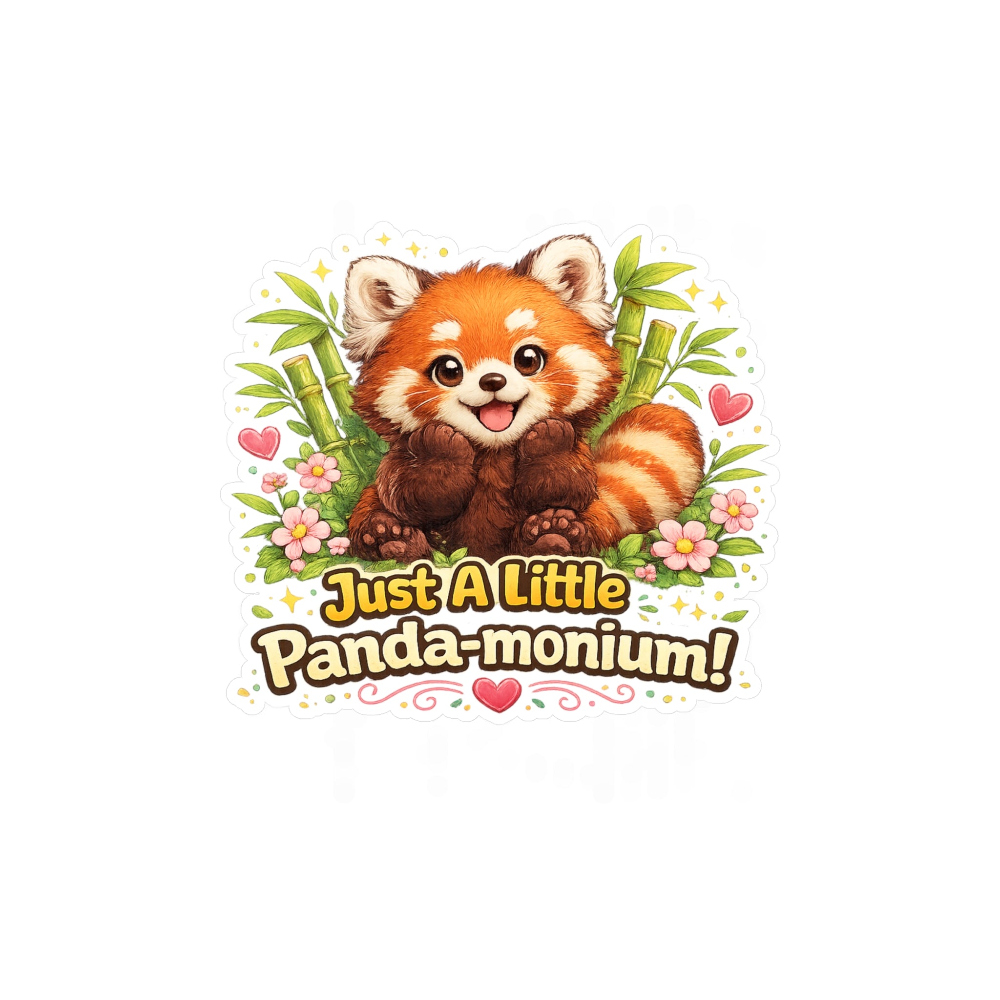 Red Panda Illustration Just A Little Panda-monium Sticker | Kiss-Cut Vinyl Decal