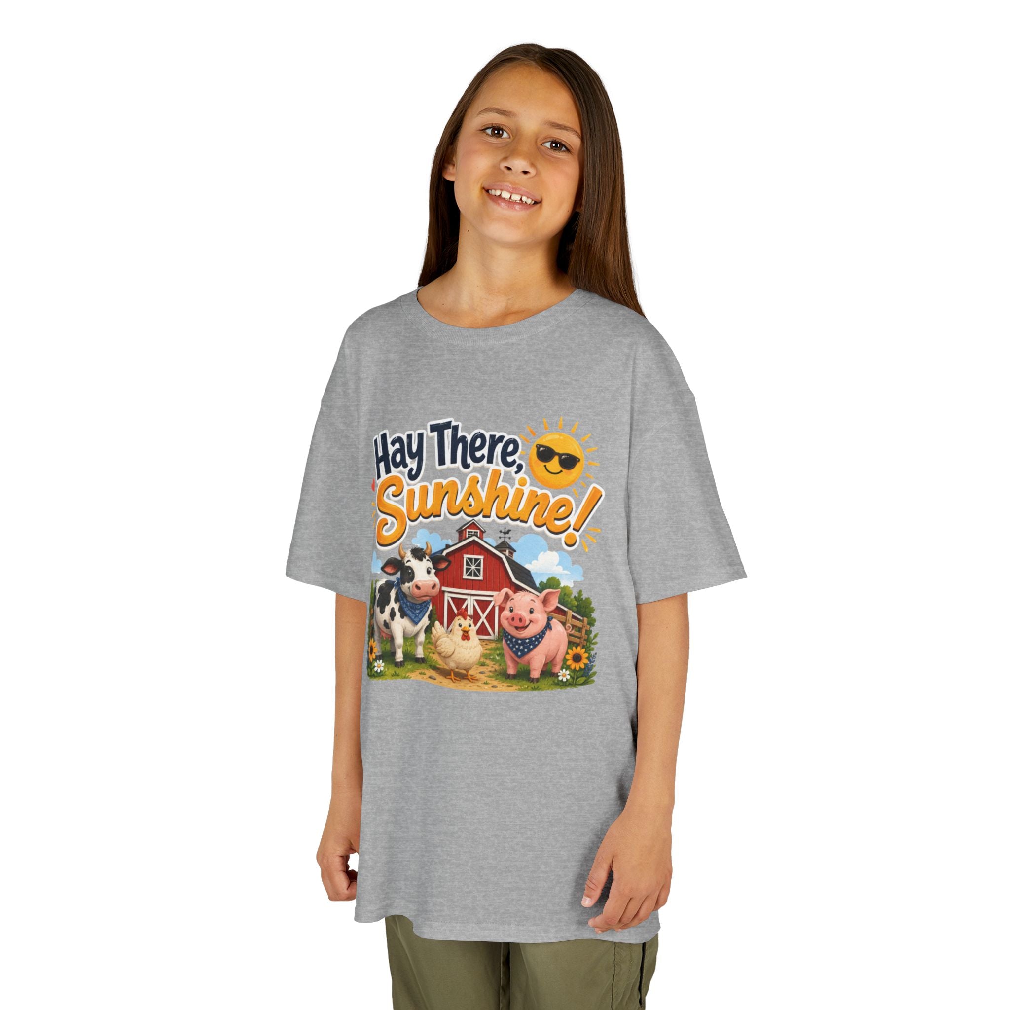 Kids Tee — "Hay There, Sunshine!" Farm Animal Graphic
