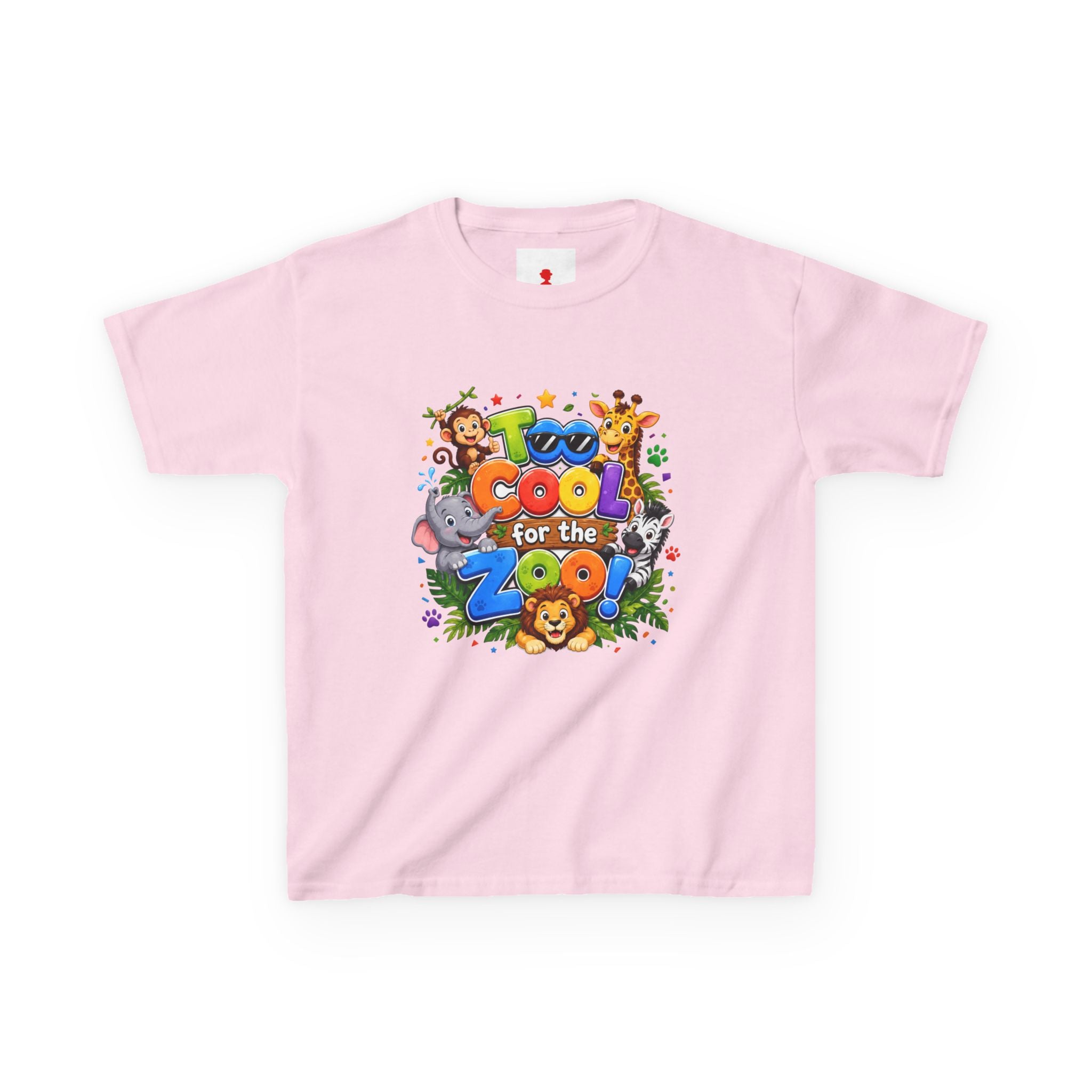 Kids Tee — "Too Cool for the Zoo" Colorful Animal Graphic