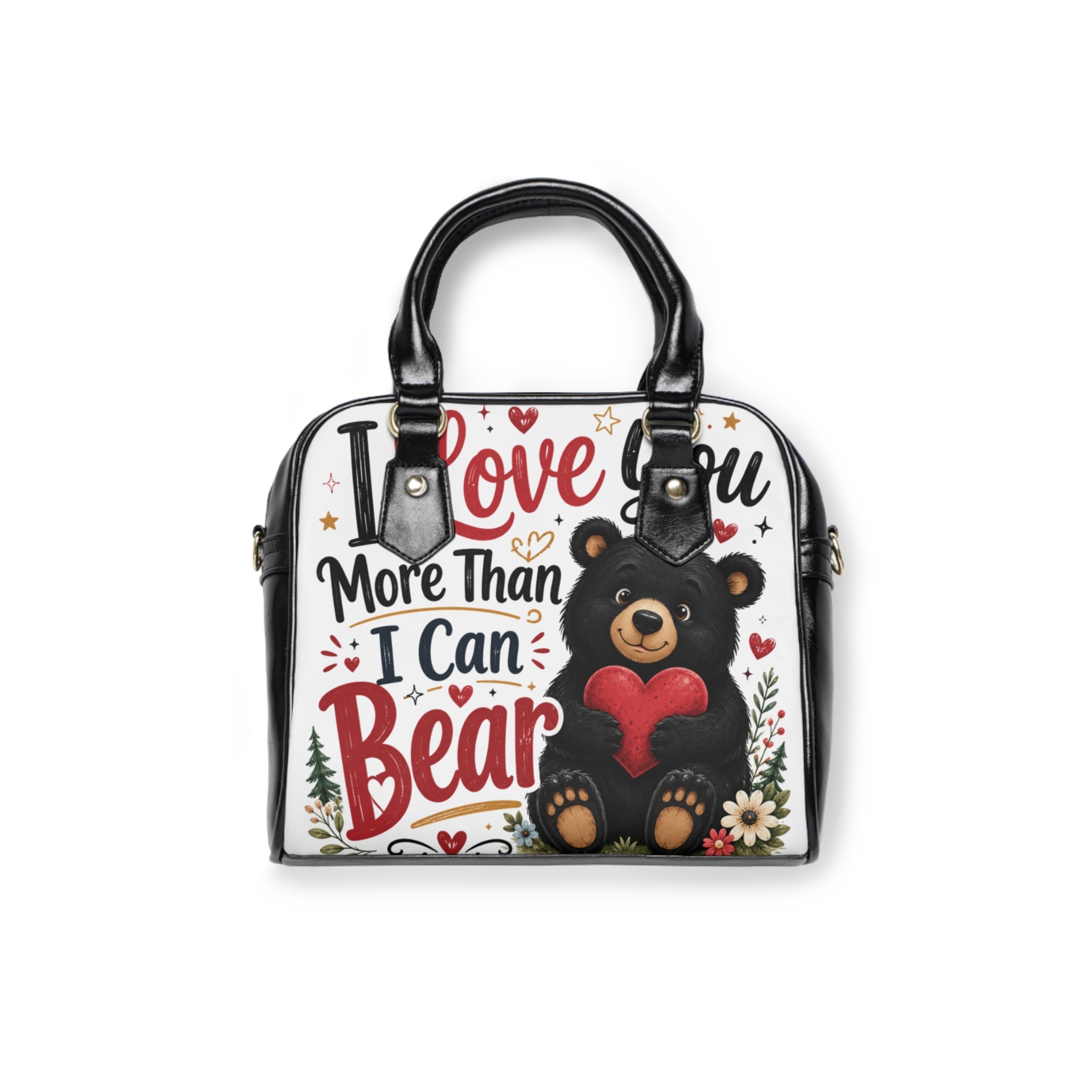 Shoulder Handbag — "Love You More Than I Can Bear" Cute Bear Heart Tote