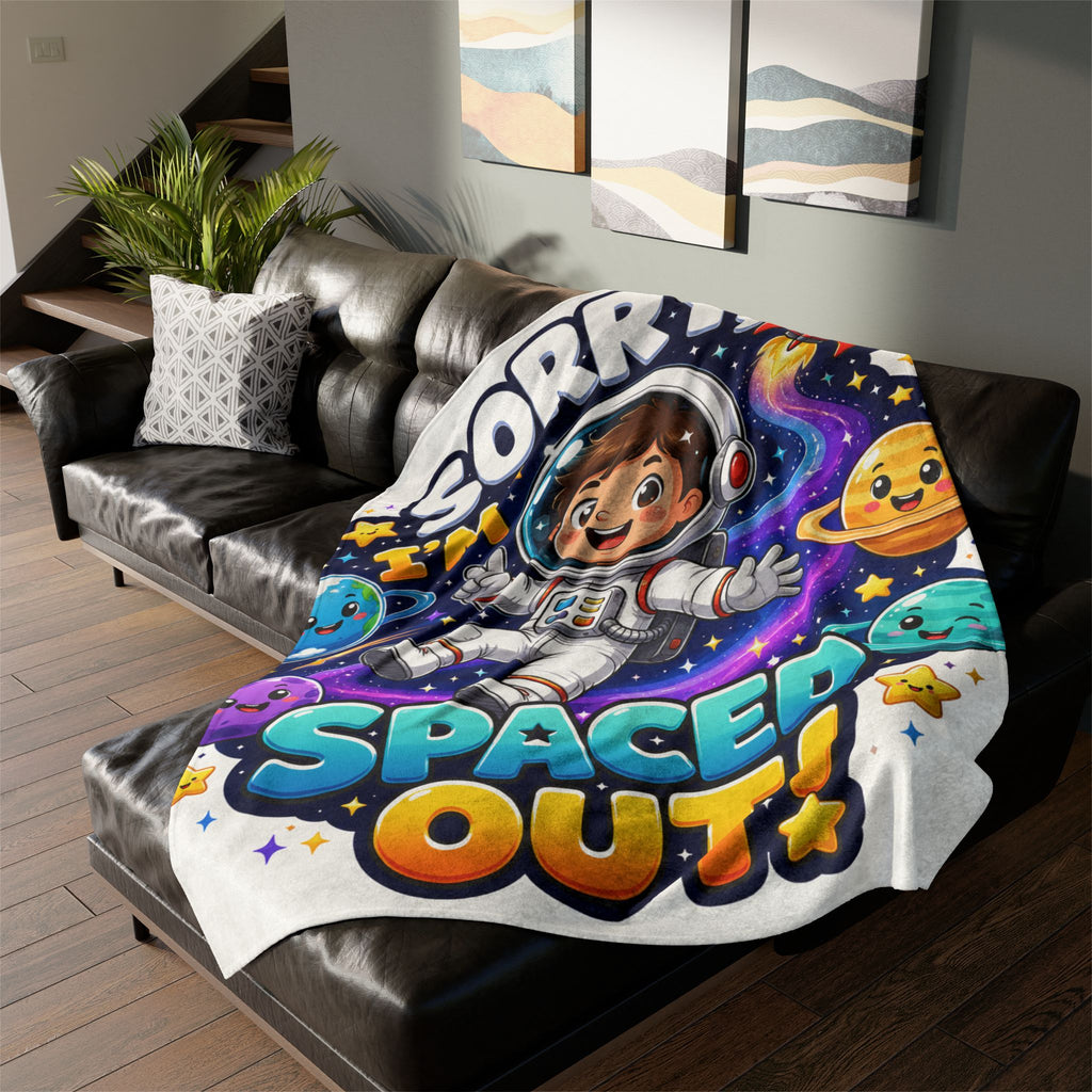 Spaced Out Astronaut Blanket — "Sorry I’m Spaced Out!" Plush Throw for Kids