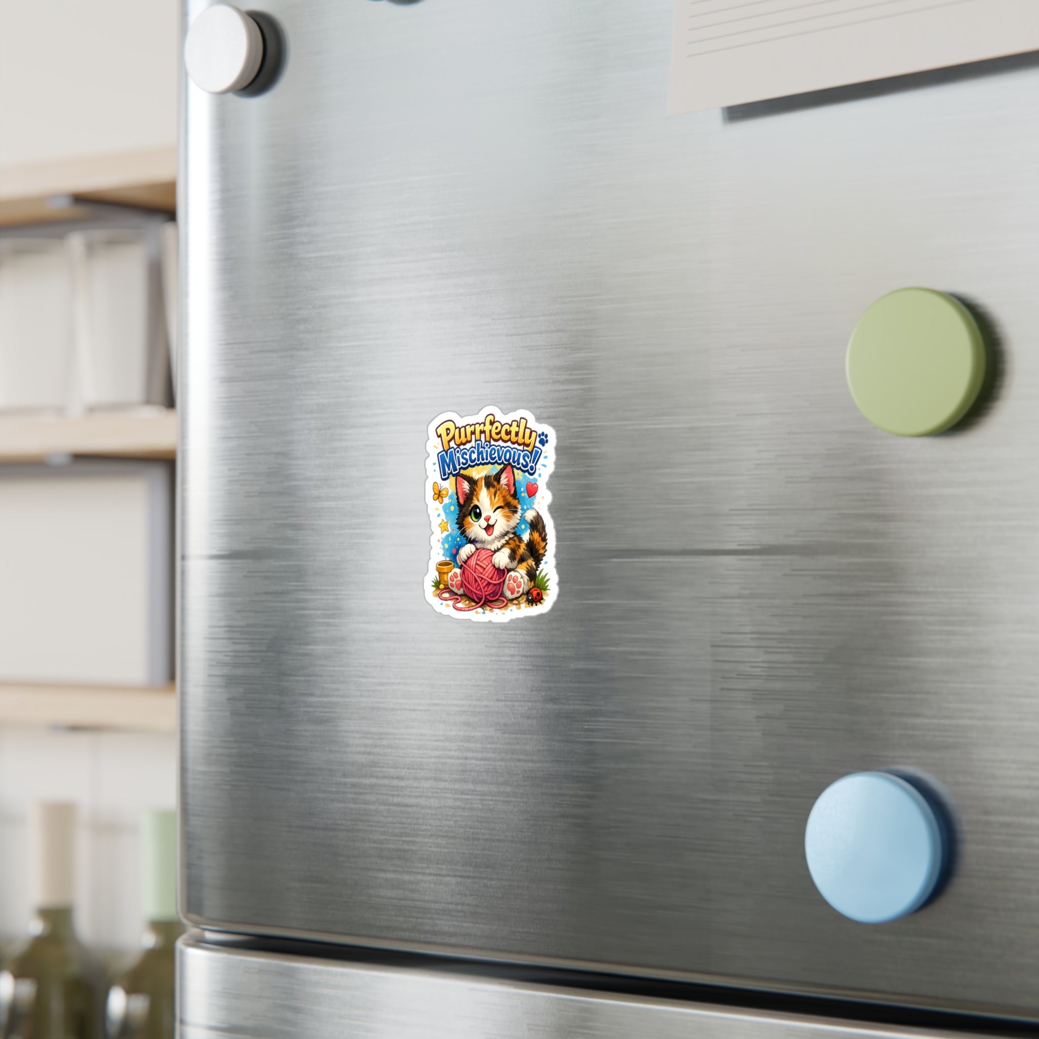 Purrfectly Mischievous! Cute Kitten Kiss-Cut Vinyl Sticker
