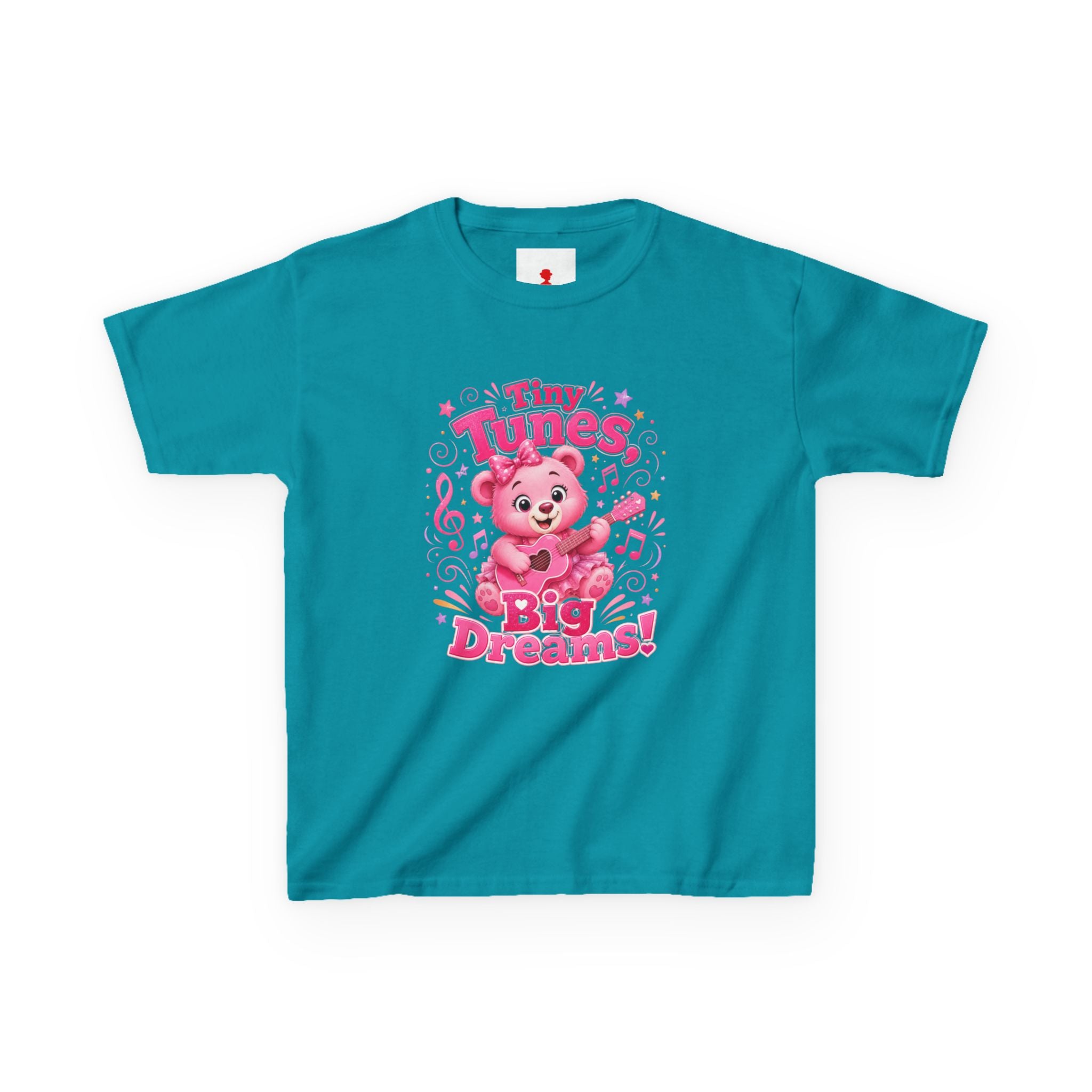Kids T-Shirt — "Tiny Tunes, Big Dreams" Cute Pink Bear Music Tee