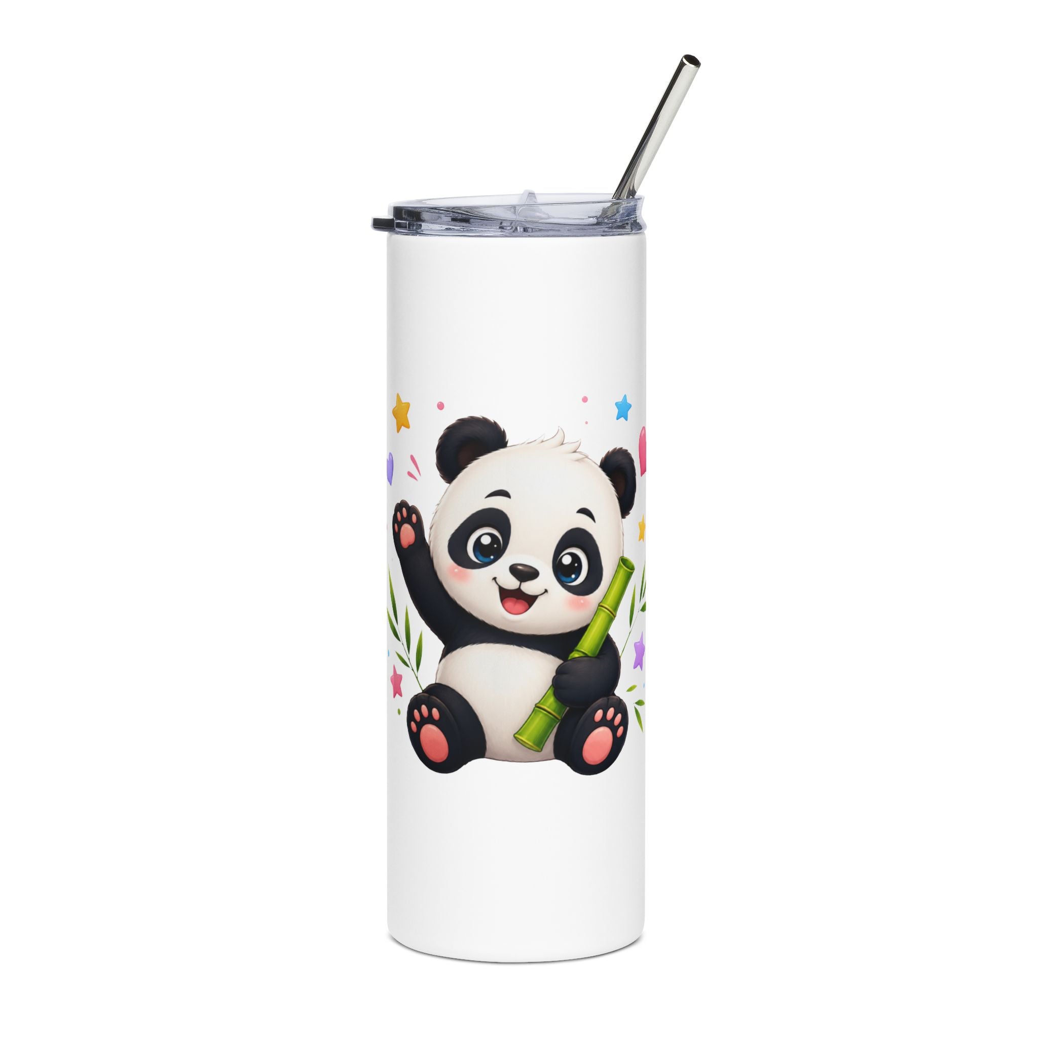 Cute Panda Bamboo 20oz Stainless Steel Tumbler — Insulated Travel Cup