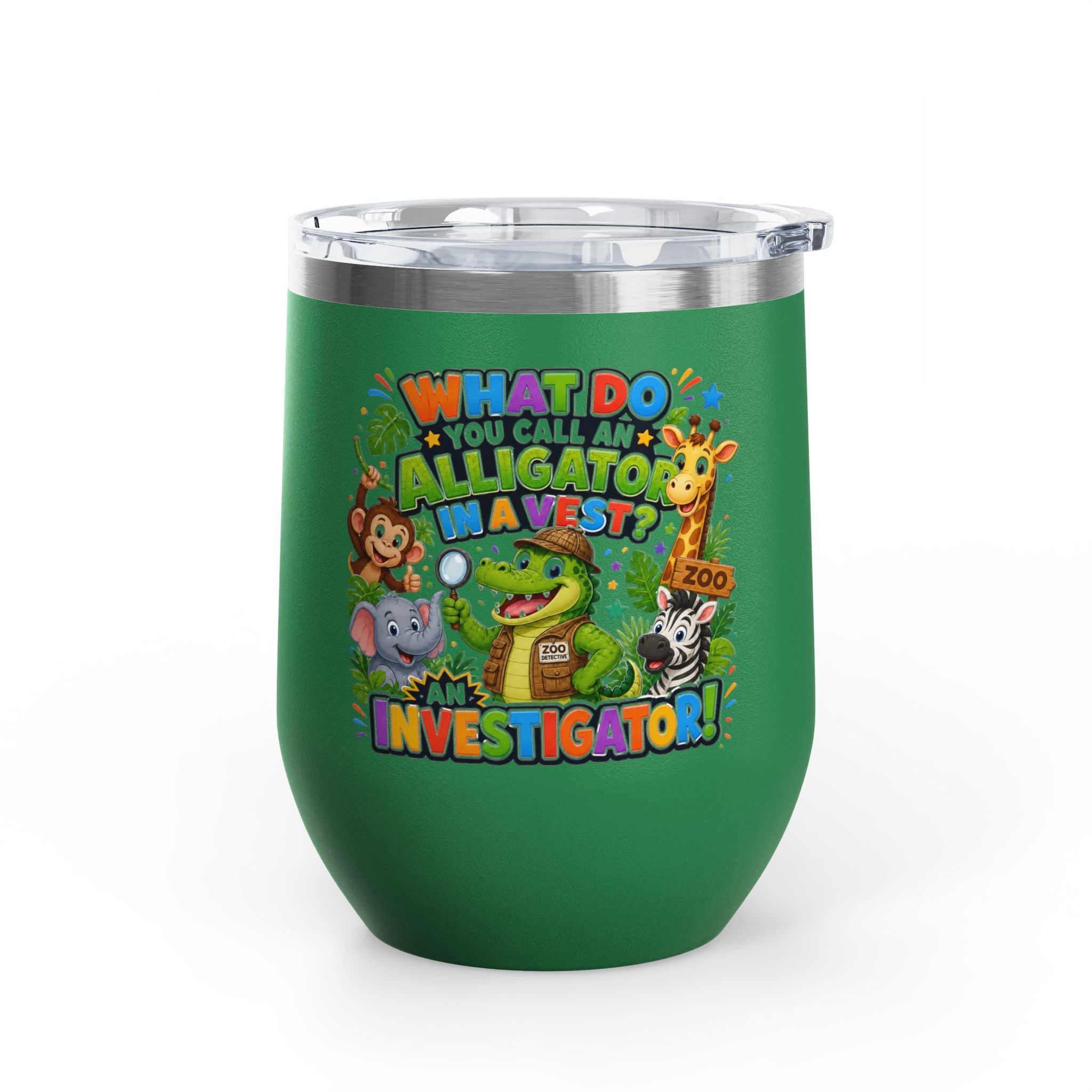 "What Do You Call an Alligator in a Vest? An Investigator!" Cute Zoo Joke Stainless Steel 12oz