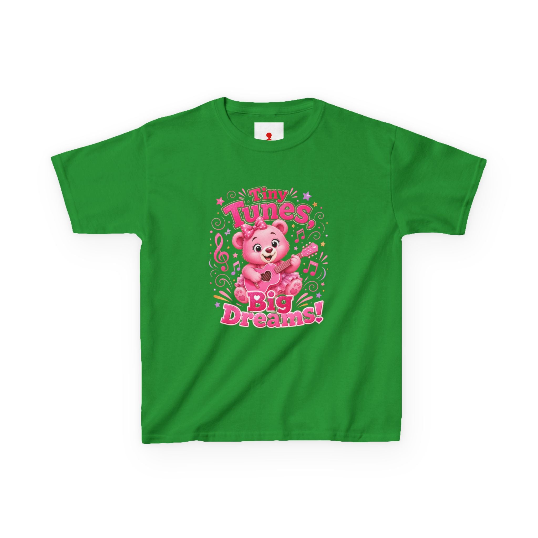 Kids T-Shirt — "Tiny Tunes, Big Dreams" Cute Pink Bear Music Tee