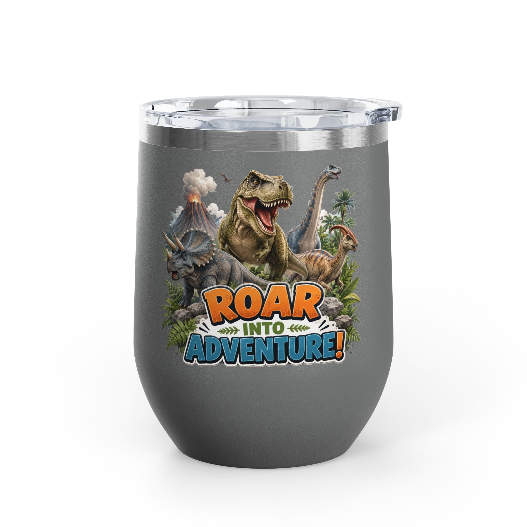 Roar Into Adventure! Dinosaur Tumbler – 12oz Stainless Steel Travel Cup