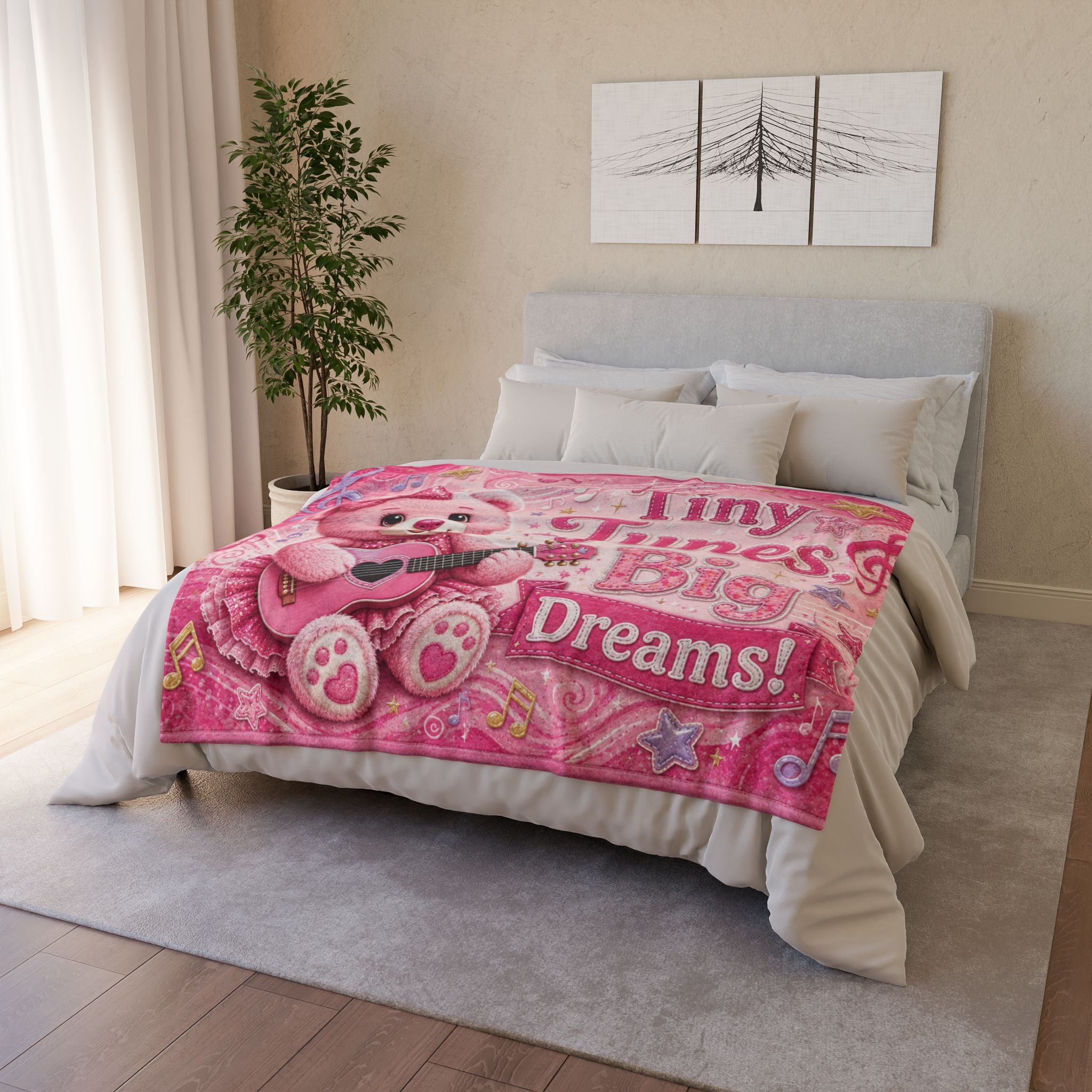 Tiny Tunes, Big Dreams! Pink Teddy Bear Blanket