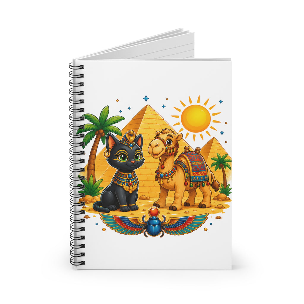 Egyptian Cat and Camel Spiral Notebook | Ruled Journal