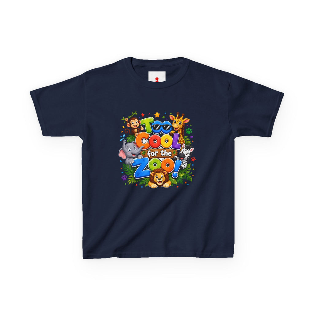 Kids Tee — "Too Cool for the Zoo" Colorful Animal Graphic