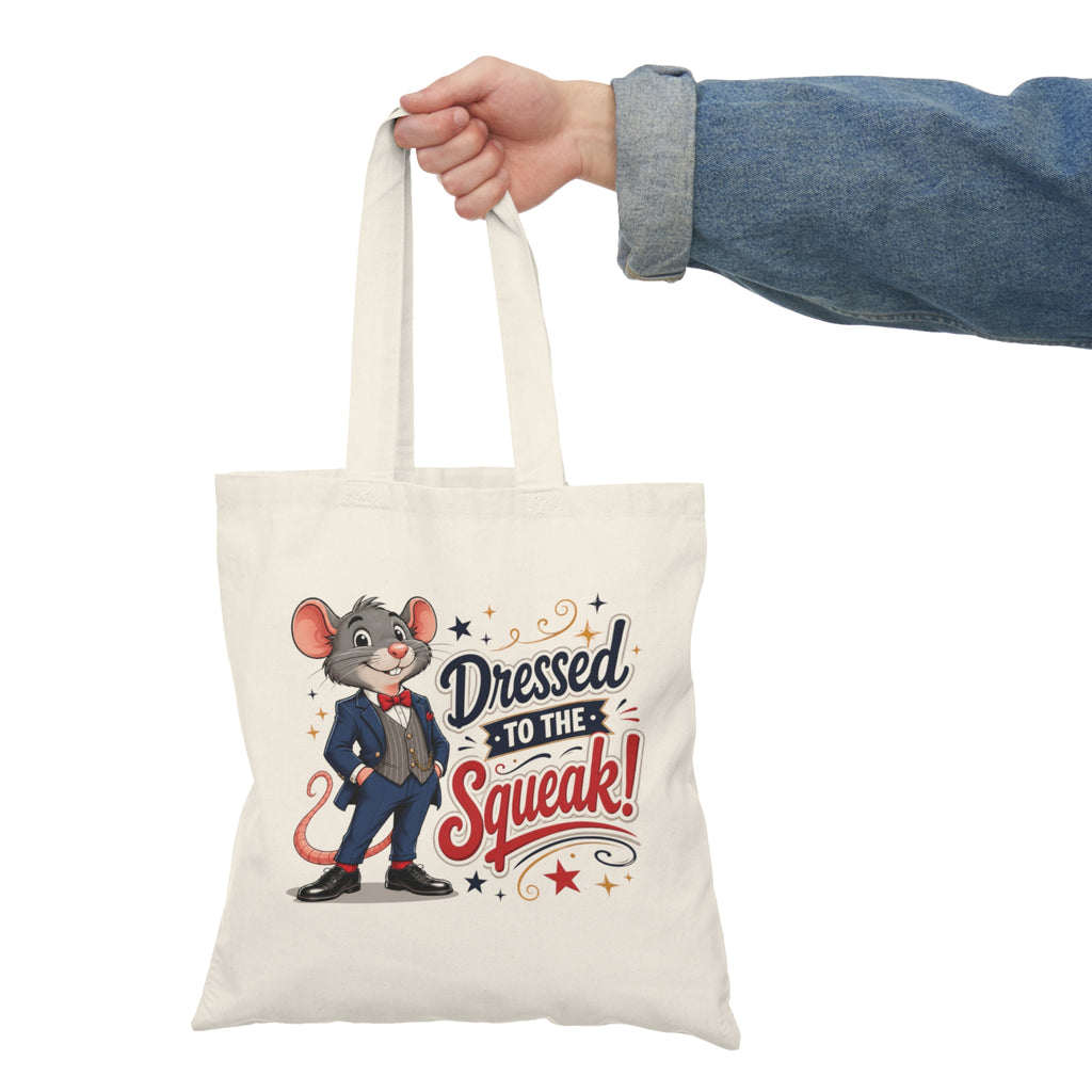 Tote Bag — "Dressed to the Squeak" Cute Dapper Mouse Cotton Tote