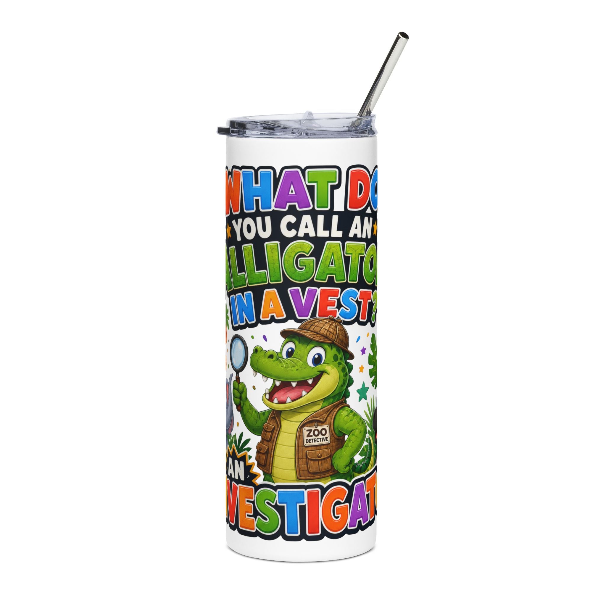 Alligator Investigator Tumbler | 20oz Stainless Steel Safari Animal Design