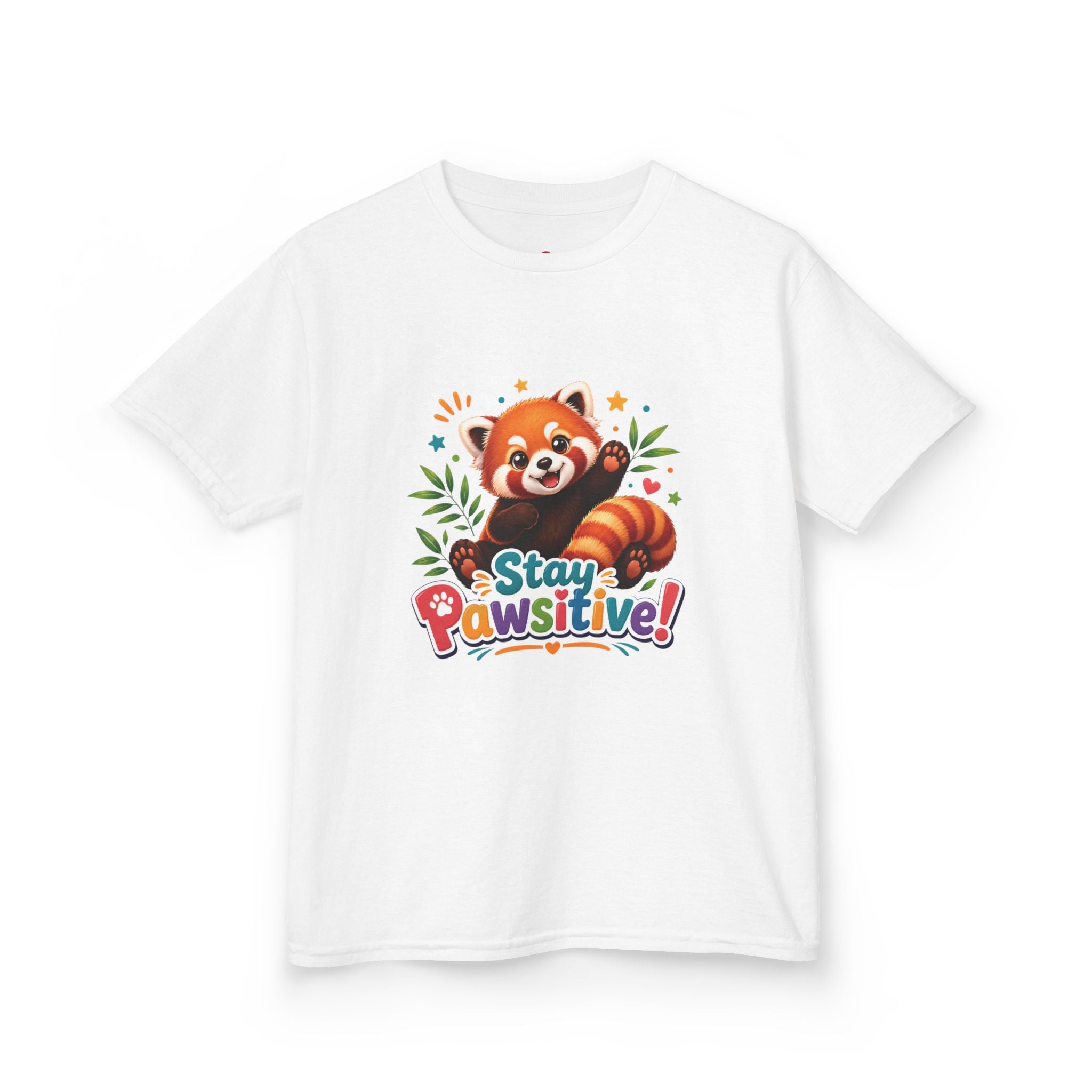 Stay Pawsitive Red Panda Kids Tee | Cute Animal Positive Message