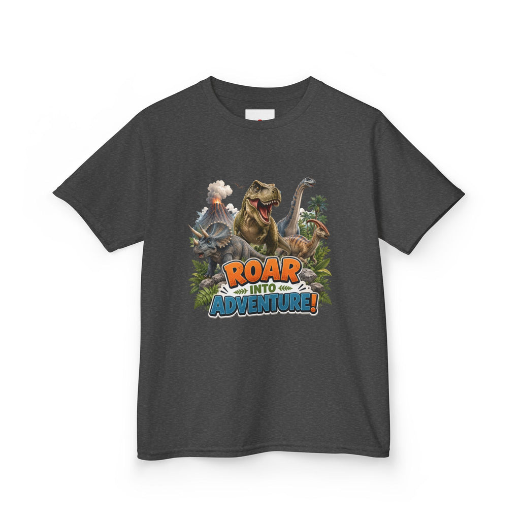 Kids Dinosaur Tee - "Roar Into Adventure" Graphic Shirt for Boys & Girls