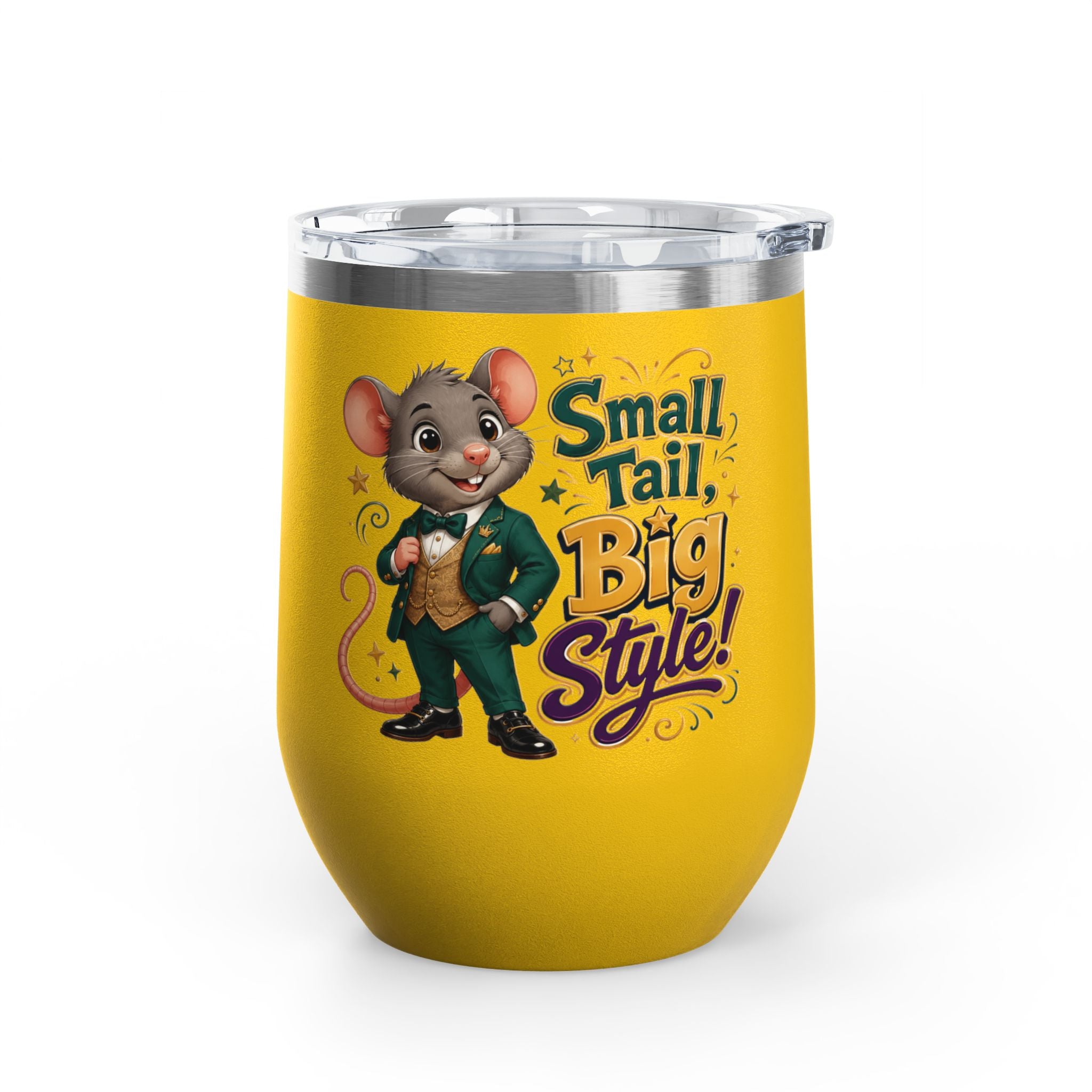 "Small Tail, Big Style!" Cute Mouse 12oz Insulated Cup